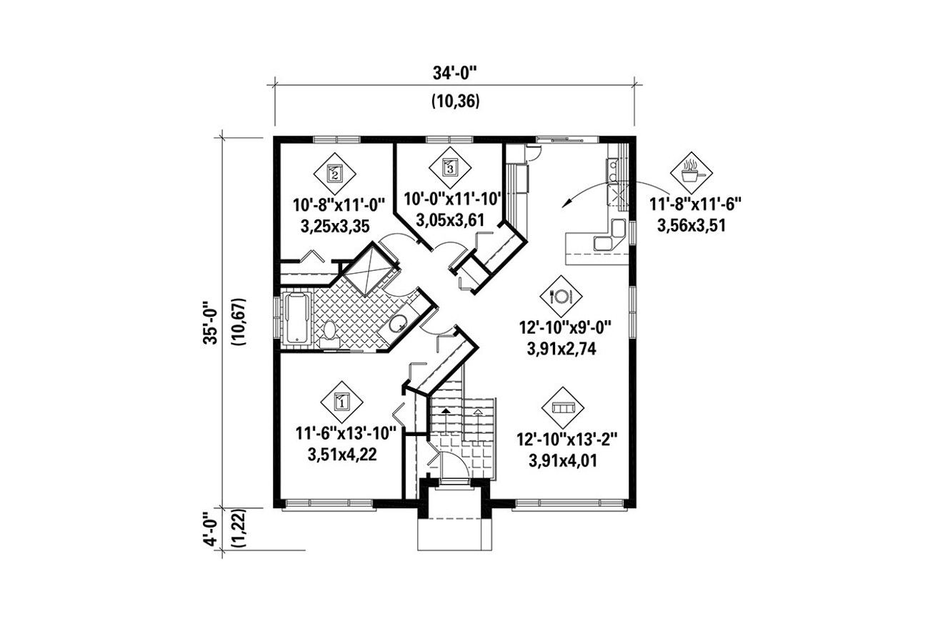 Modern House Plan - 31251 - 1st Floor Plan