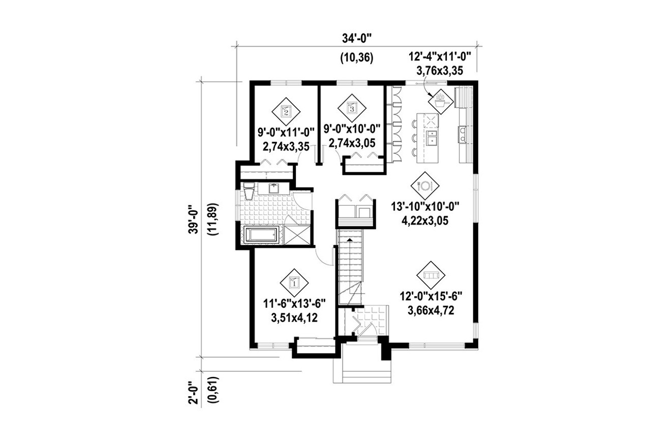 Modern House Plan - 78023 - 1st Floor Plan