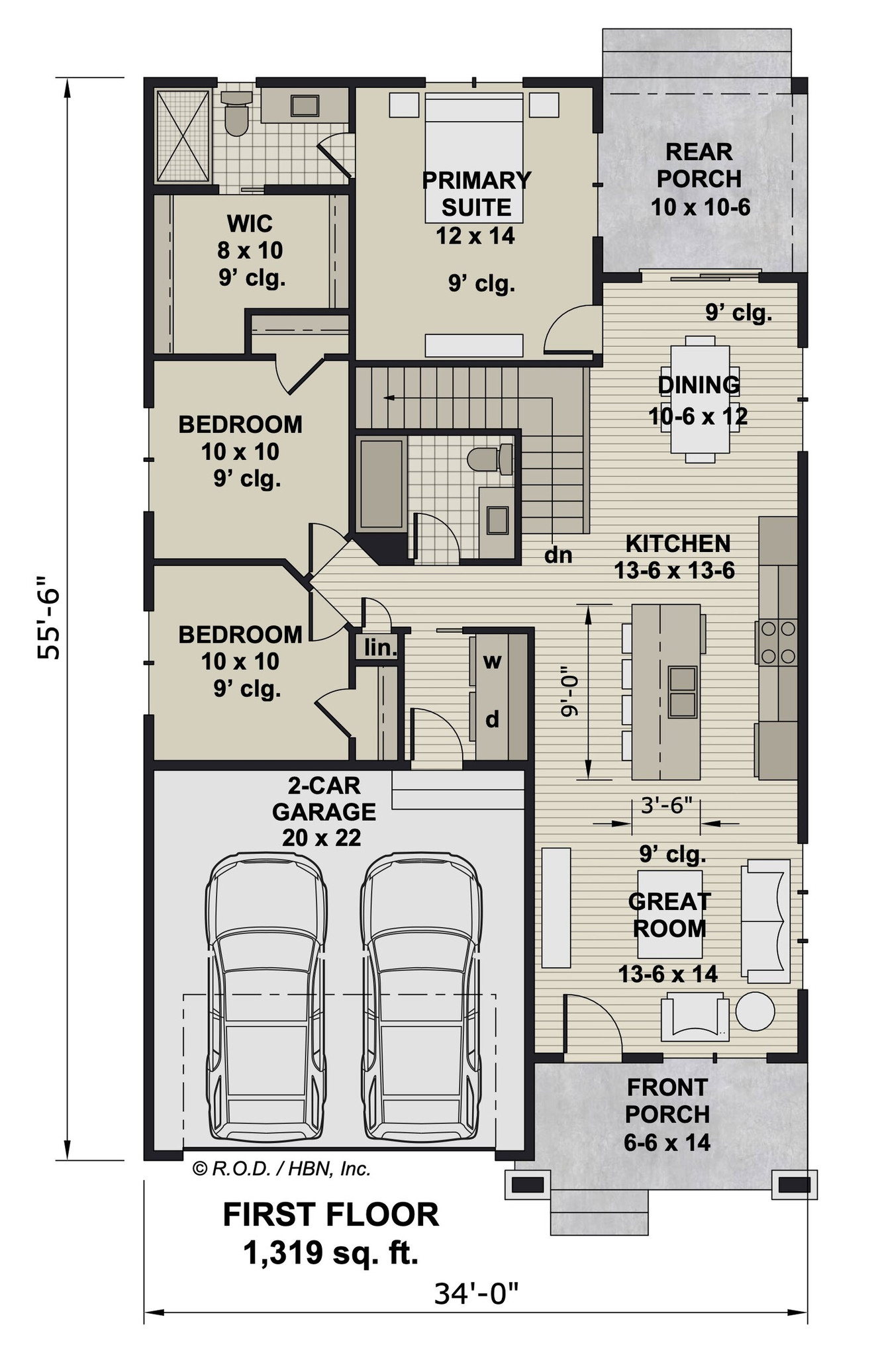 Bungalow House Plan - Nash 57367 - 1st Floor Plan