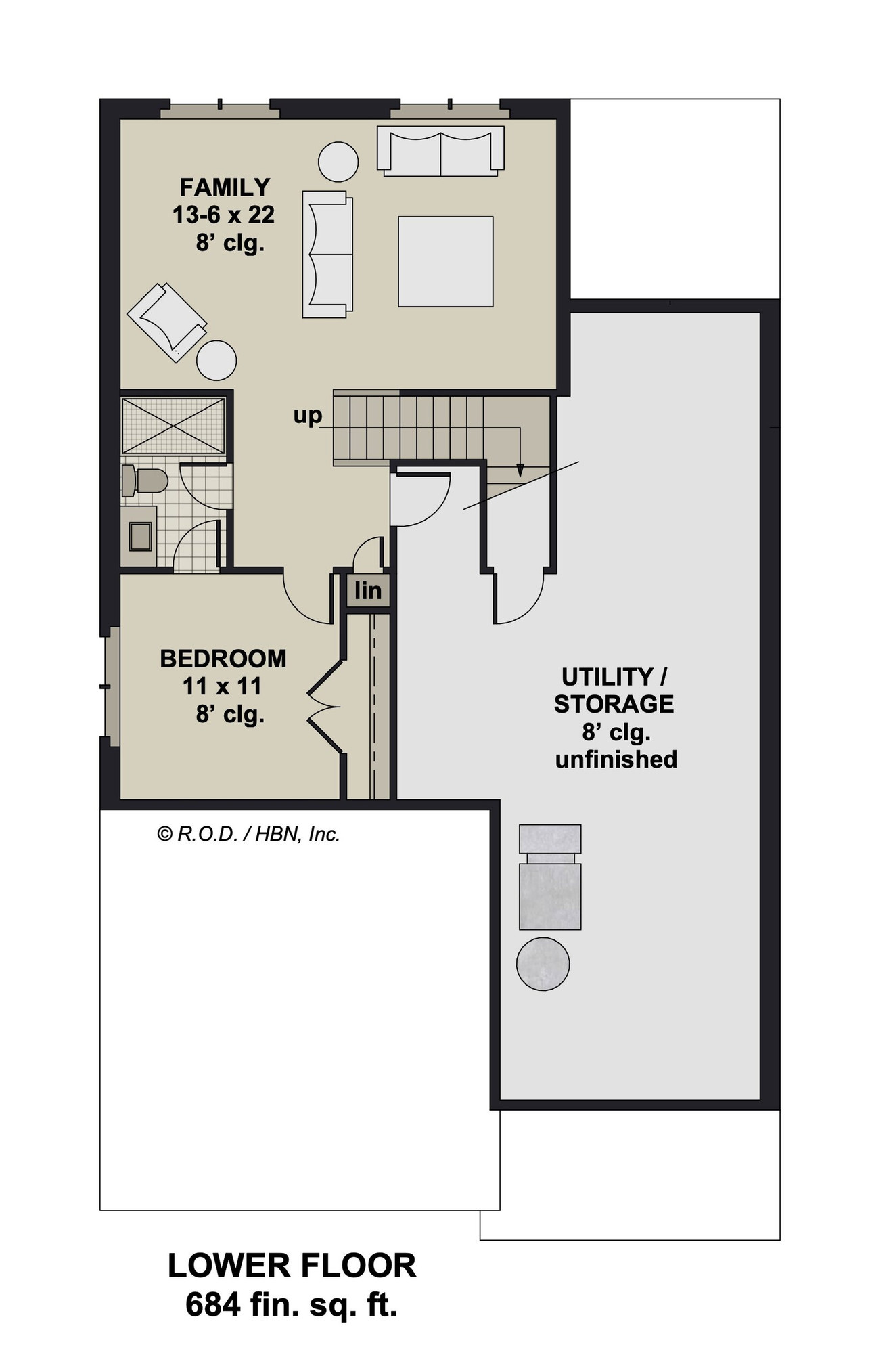 Bungalow House Plan - Nash 57367 - Basement Floor Plan