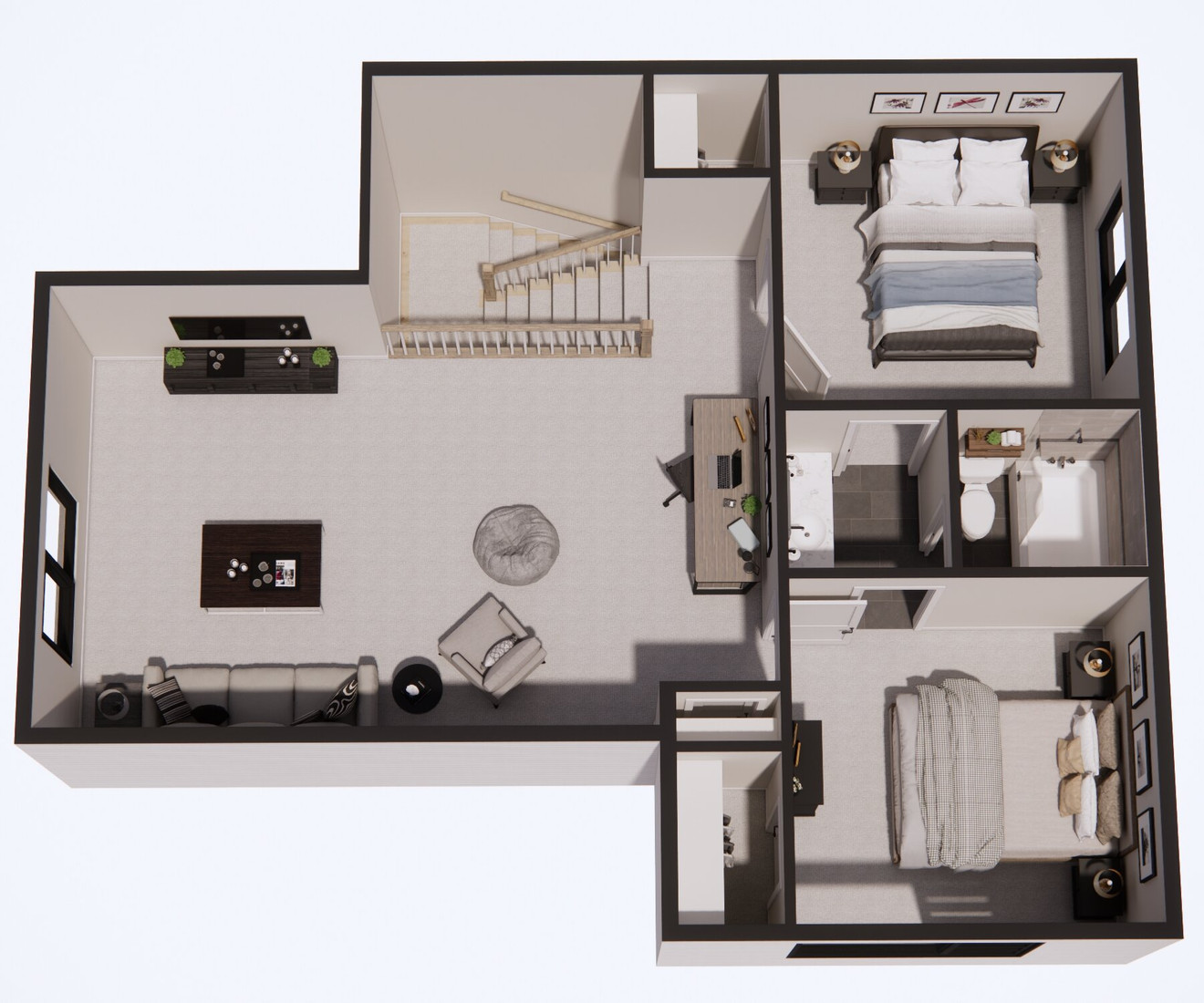 Modern House Plan - Lexington 26560 - 2nd Floor Plan Dollhouse - 