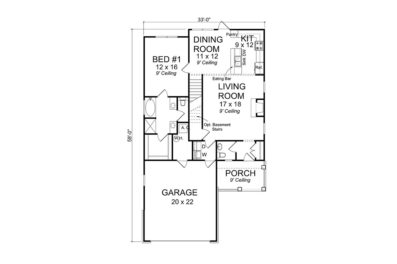 Traditional House Plan - Elmspring 33050 - 1st Floor Plan