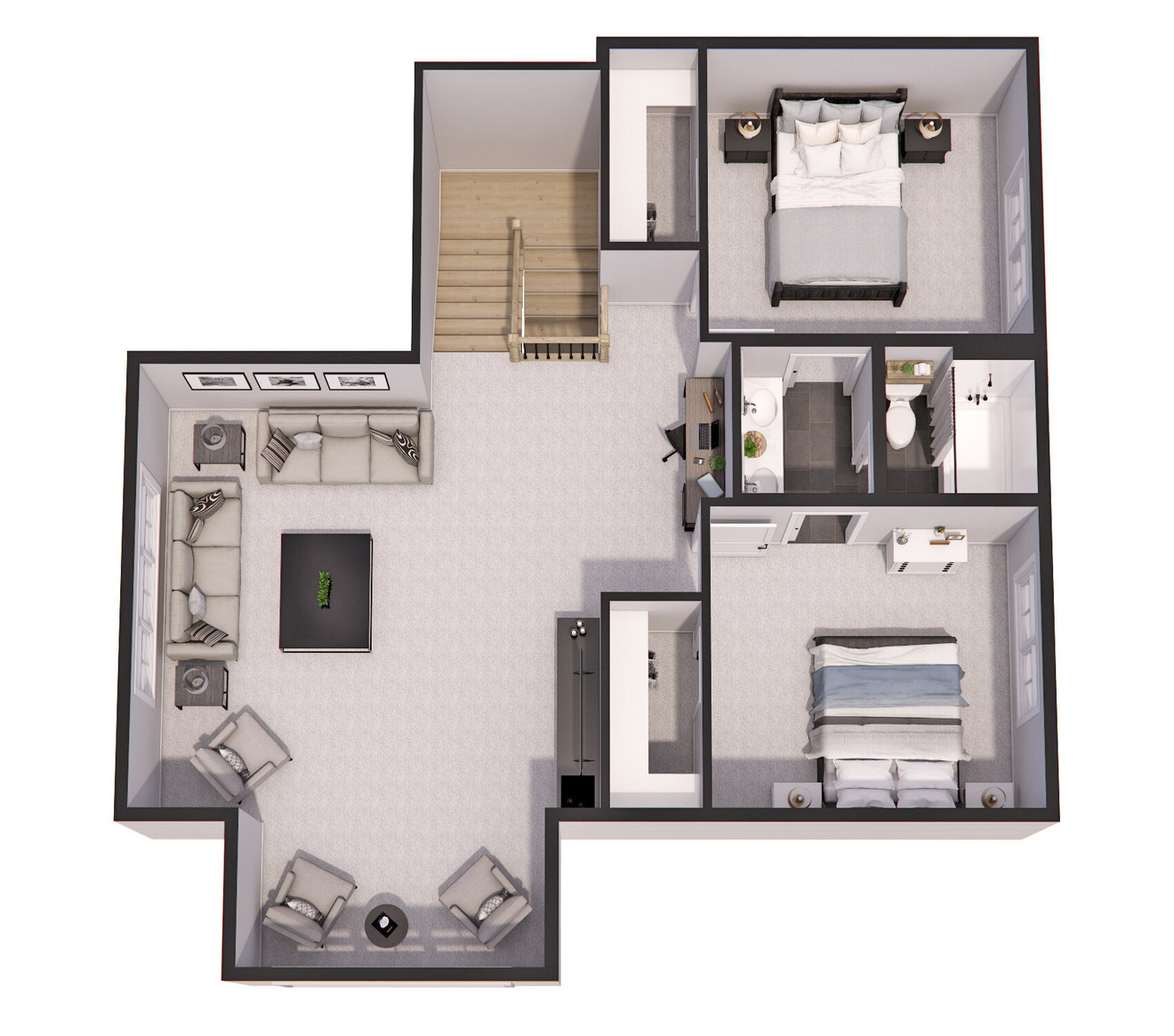 Farmhouse House Plan - Emma Marie 40610 - 2nd Floor Plan Dollhouse - 