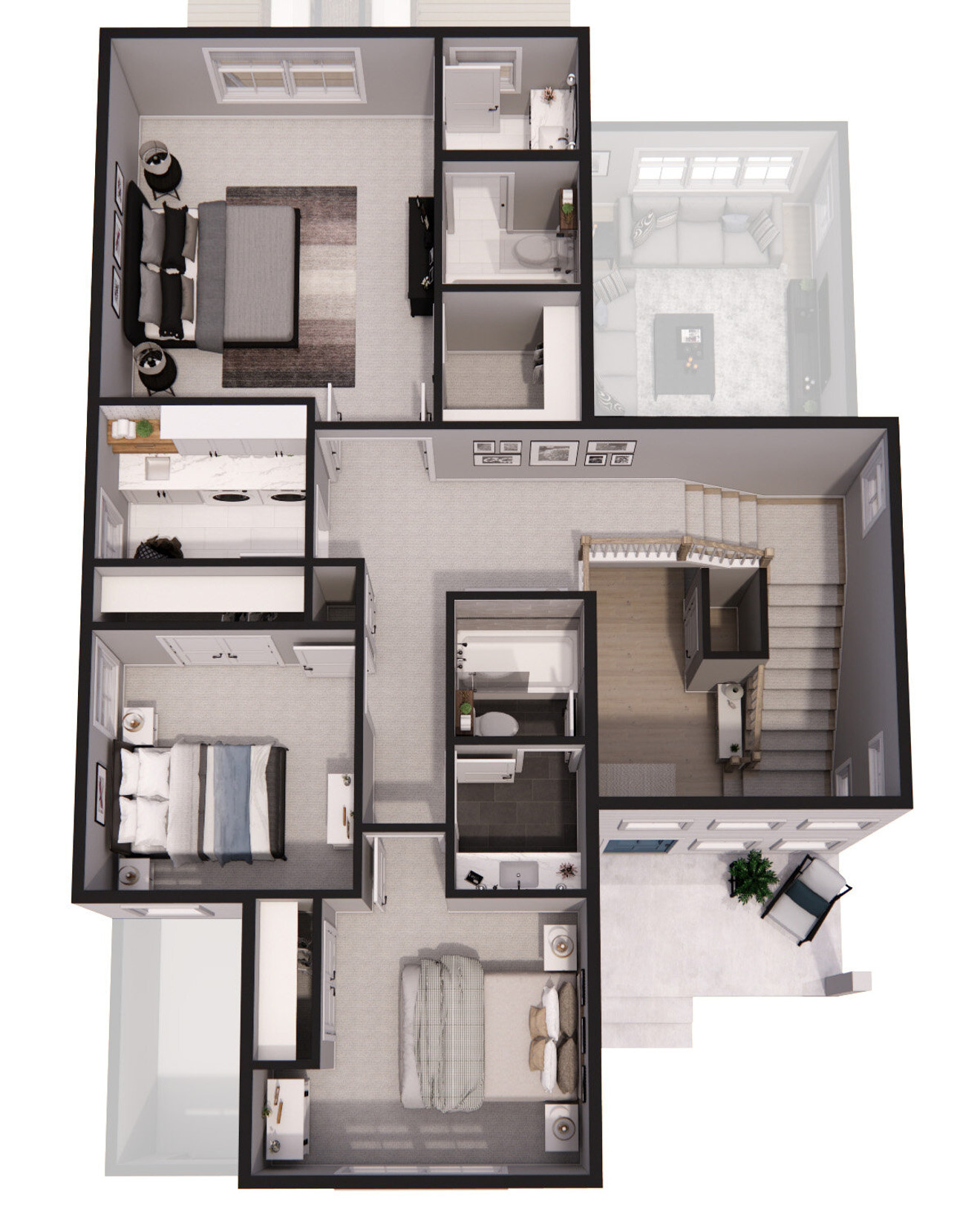 Farmhouse House Plan - White Pines 50546 - 2nd Floor Plan Dollhouse - 
