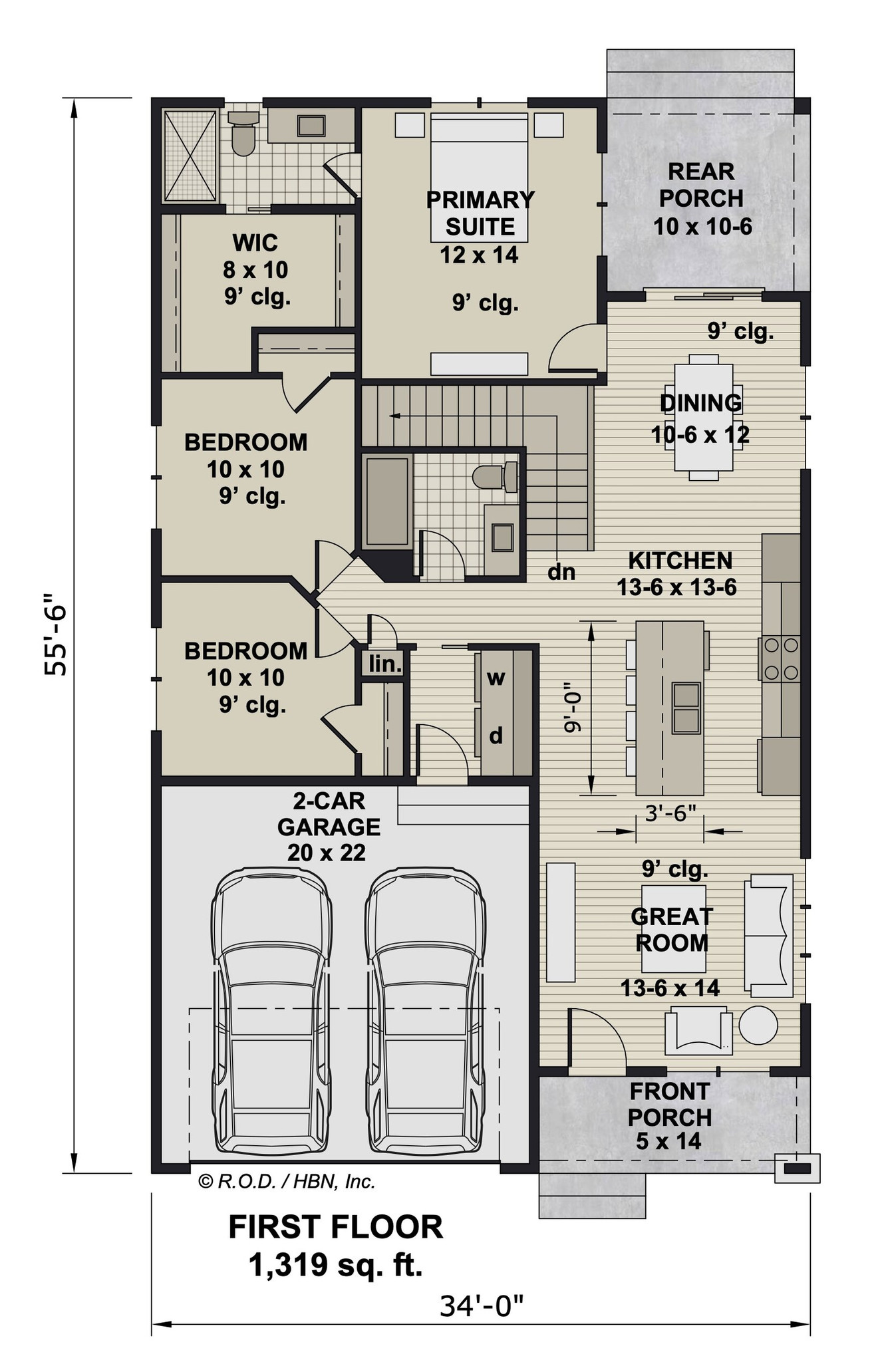Bungalow House Plan - Tucker 86082 - 1st Floor Plan