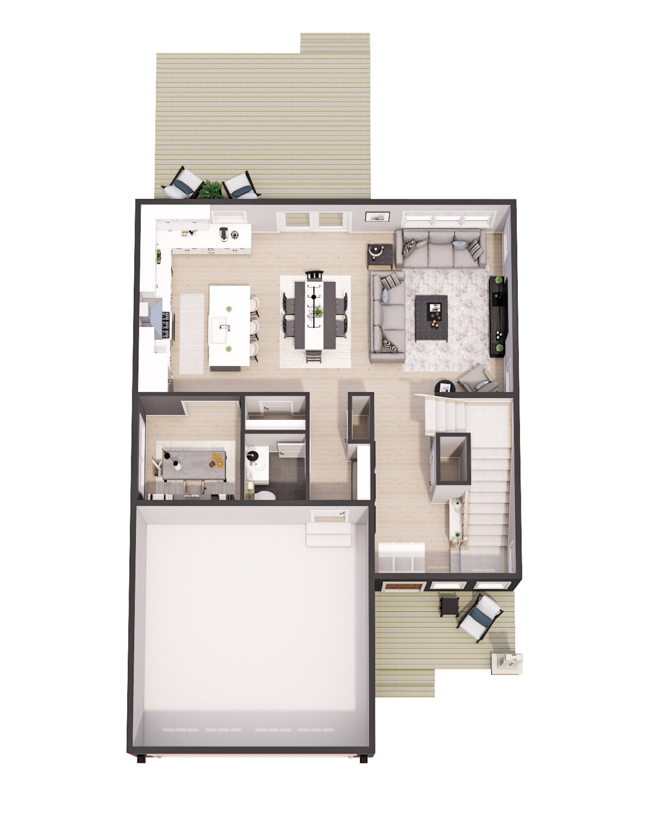 Craftsman House Plan - Chesterfield 91794 - 1st Floor Plan Dollhouse - 