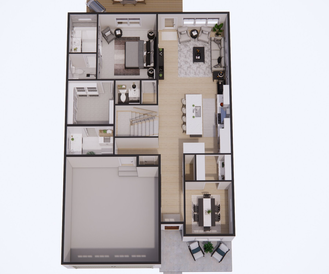 Craftsman House Plan - Newberry 47078 - 1st Floor Plan Dollhouse - 