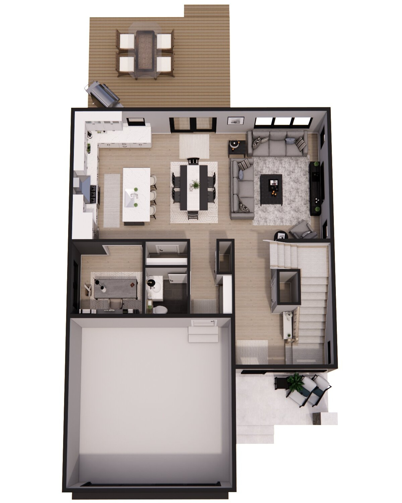Modern House Plan - Garnette 89778 - 1st Floor Plan Dollhouse - 