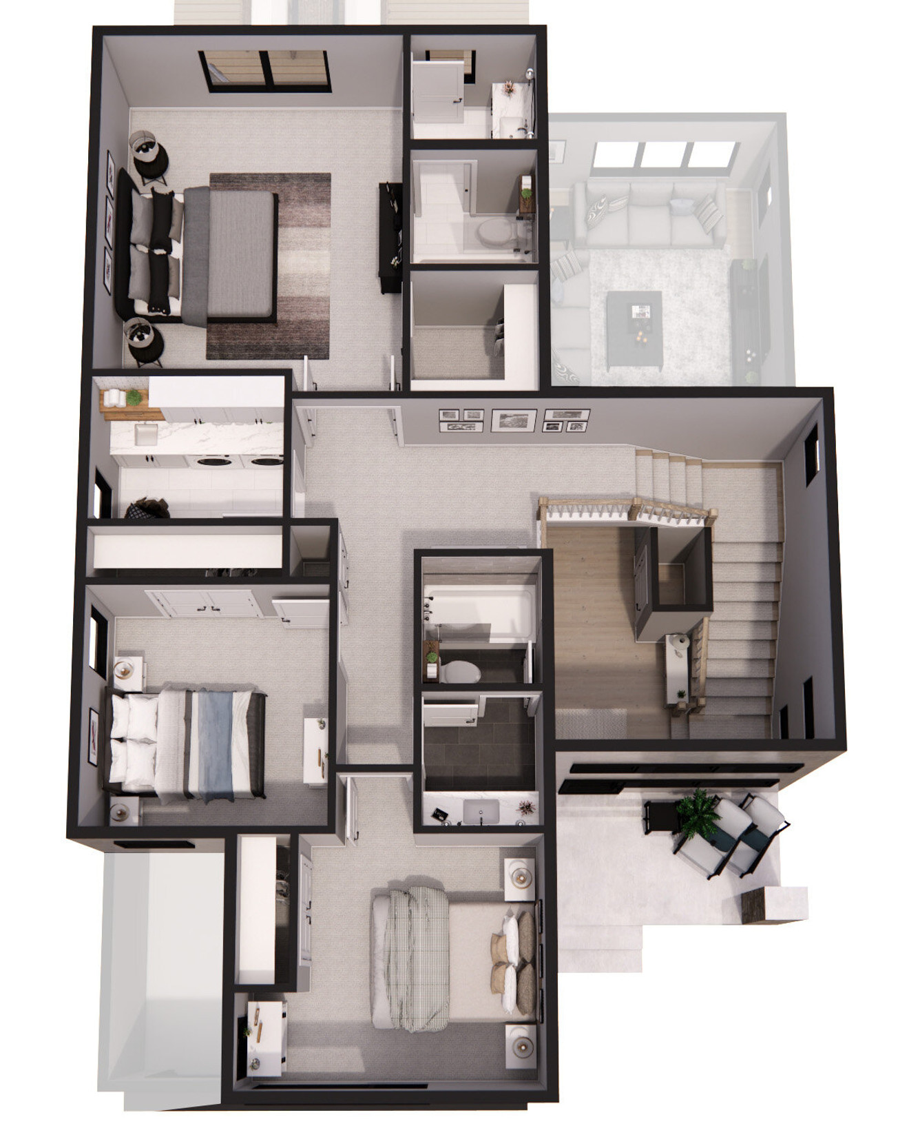 Modern House Plan - Garnette 89778 - 2nd Floor Plan Dollhouse - 