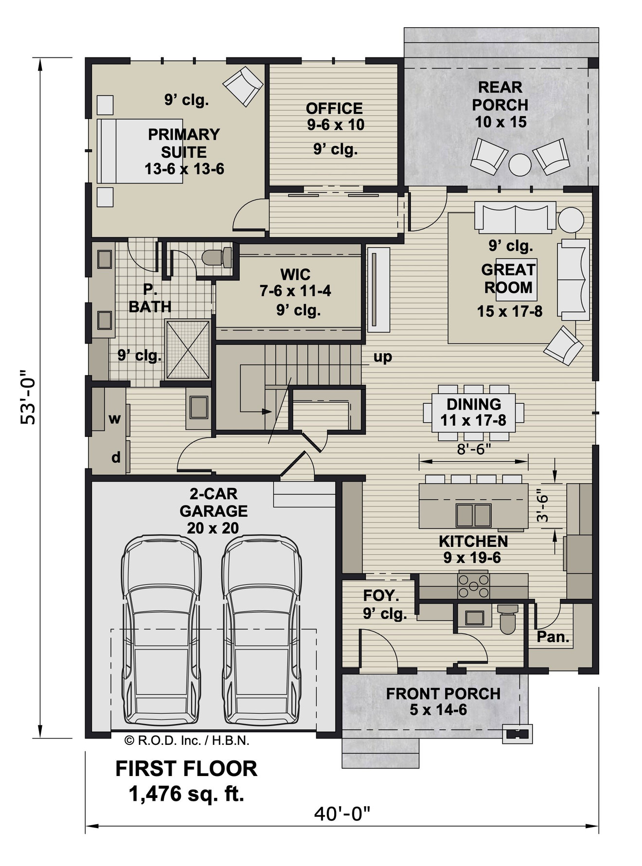 Craftsman House Plan - Grayson 36042 - 1st Floor Plan