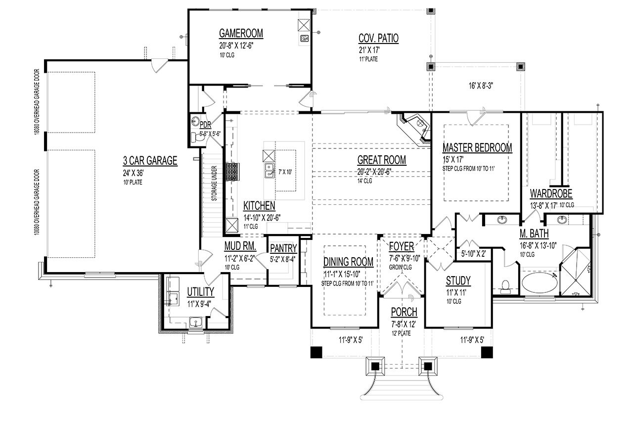 European House Plan - 87480 - 1st Floor Plan