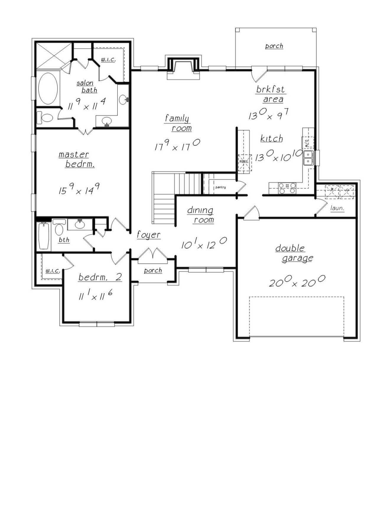 French Country House Plan - 62787 - 1st Floor Plan