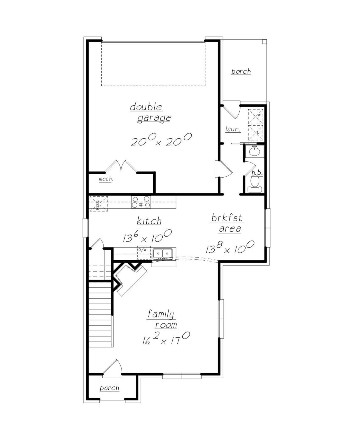 Traditional House Plan - 58446 - 1st Floor Plan