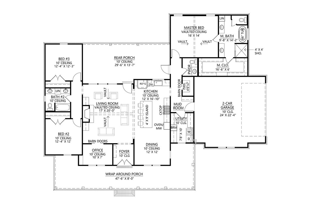 Farmhouse House Plan - Darlington 2 30819 - 1st Floor Plan