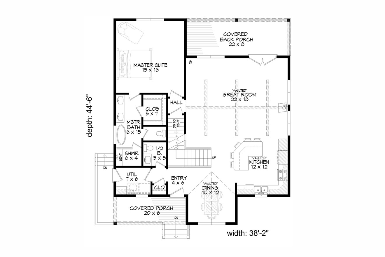 Cottage House Plan - Southern Grove 74694 - 1st Floor Plan
