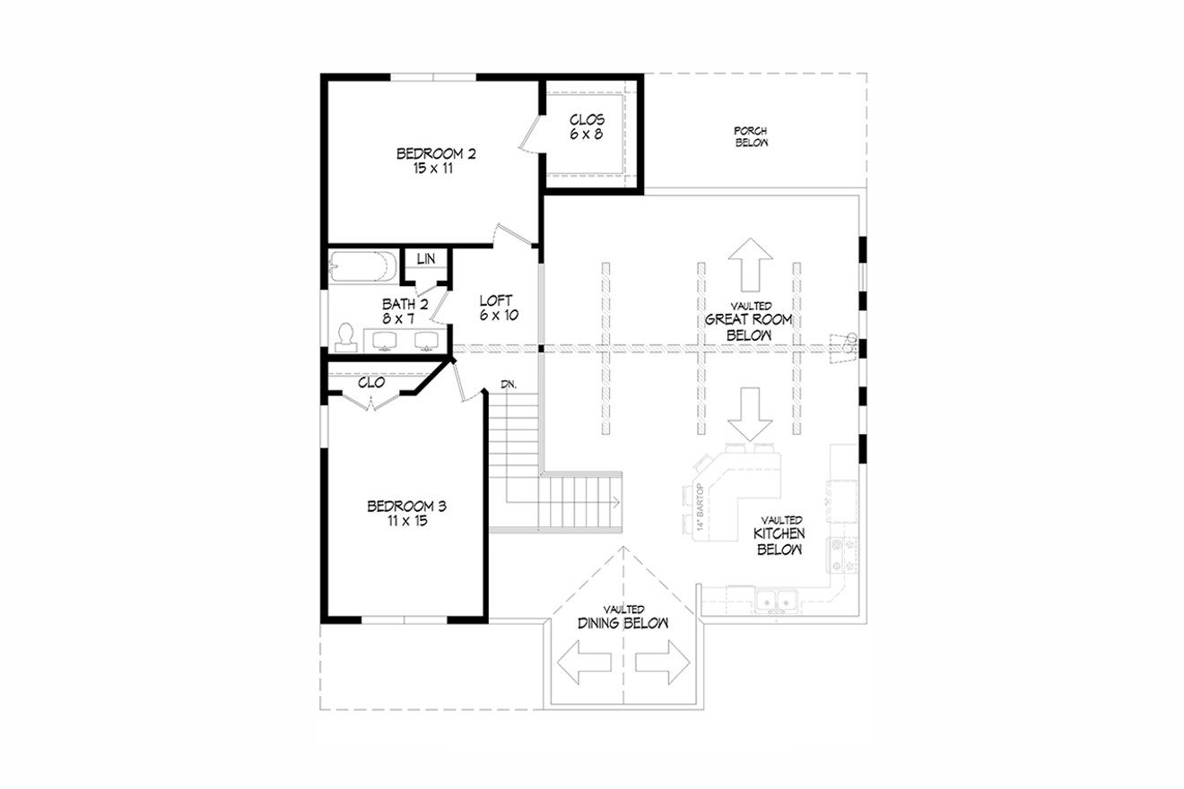 Secondary Image - Cottage House Plan - Southern Grove 74694 - 2nd Floor Plan