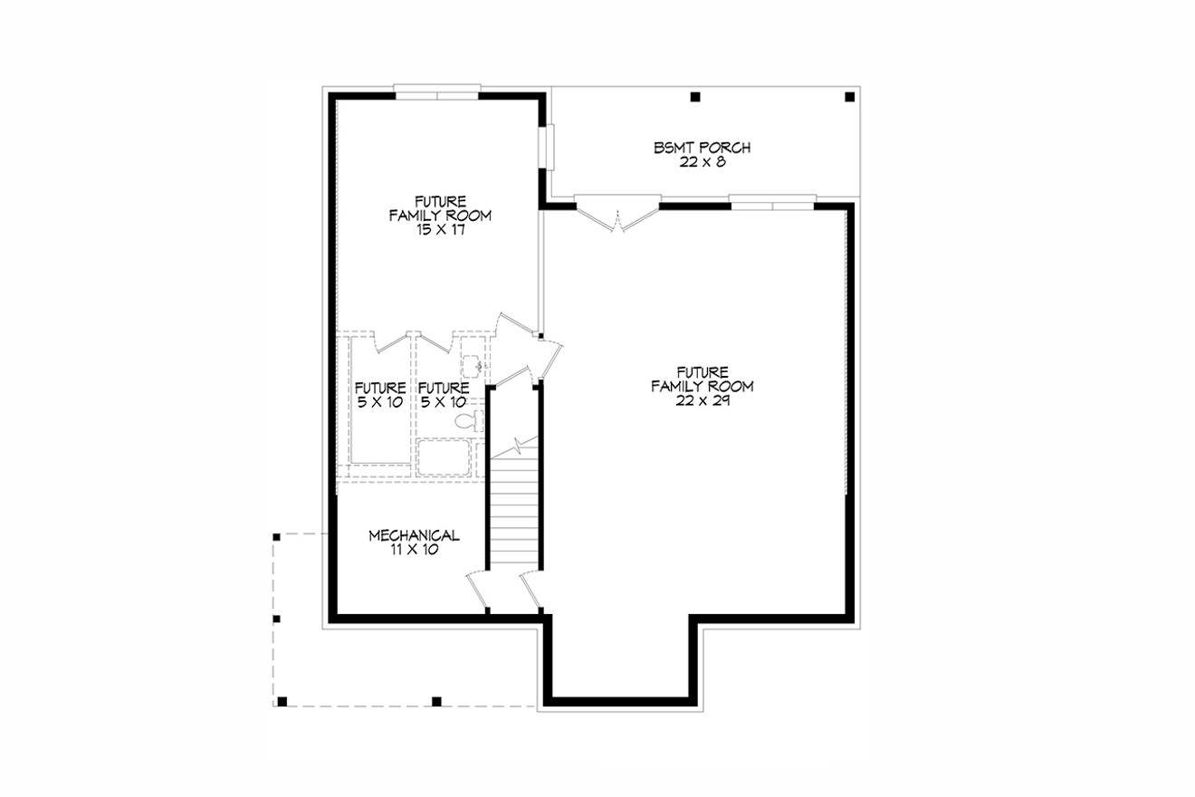 Cottage House Plan - Southern Grove 74694 - Basement Floor Plan