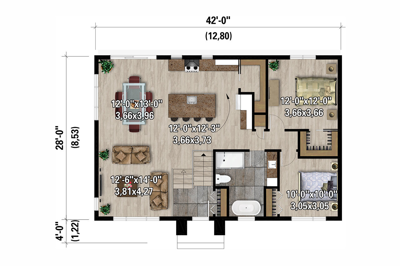 Modern House Plan - 75235 - 1st Floor Plan