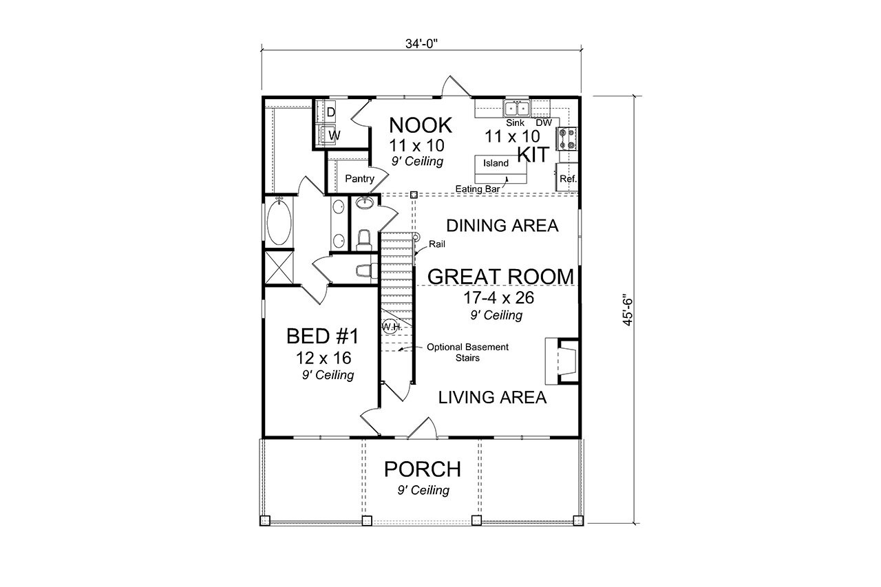 Bungalow House Plan - Brewton 18747 - 1st Floor Plan