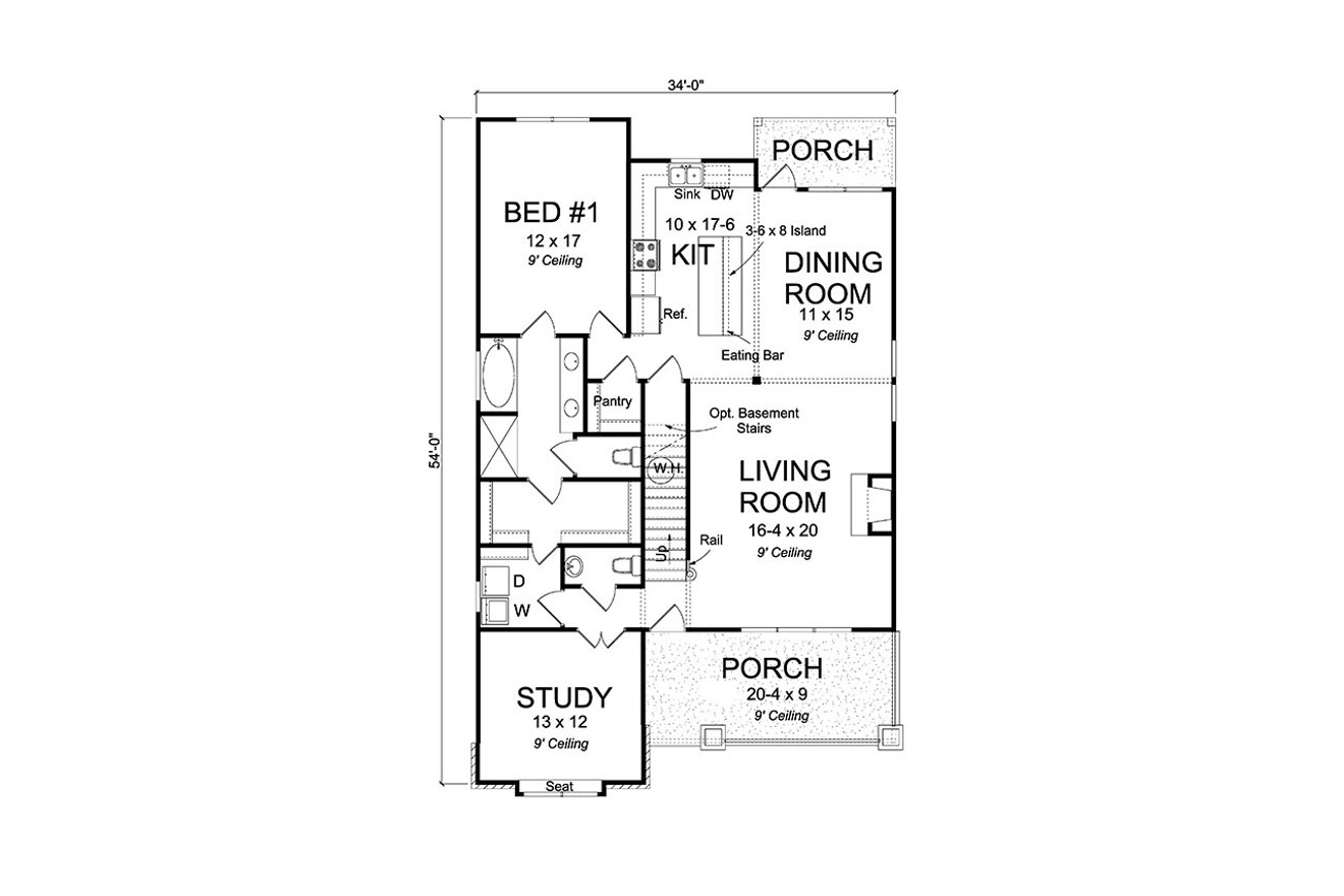 Craftsman House Plan - Cedar Lake 23515 - 1st Floor Plan