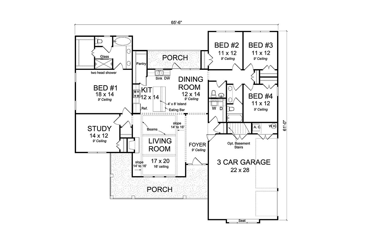 Cottage House Plan - Keystone 18854 - 1st Floor Plan