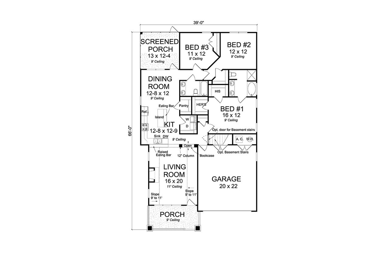 Cottage House Plan - East Bay 85783 - 1st Floor Plan