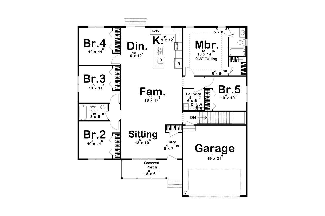 Craftsman House Plan - Blue Castle 46333 - 1st Floor Plan