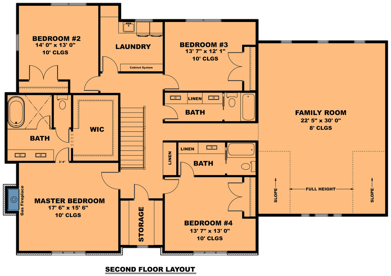 Secondary Image - Colonial House Plan - The Twin Brothers 33216 - 2nd Floor Plan