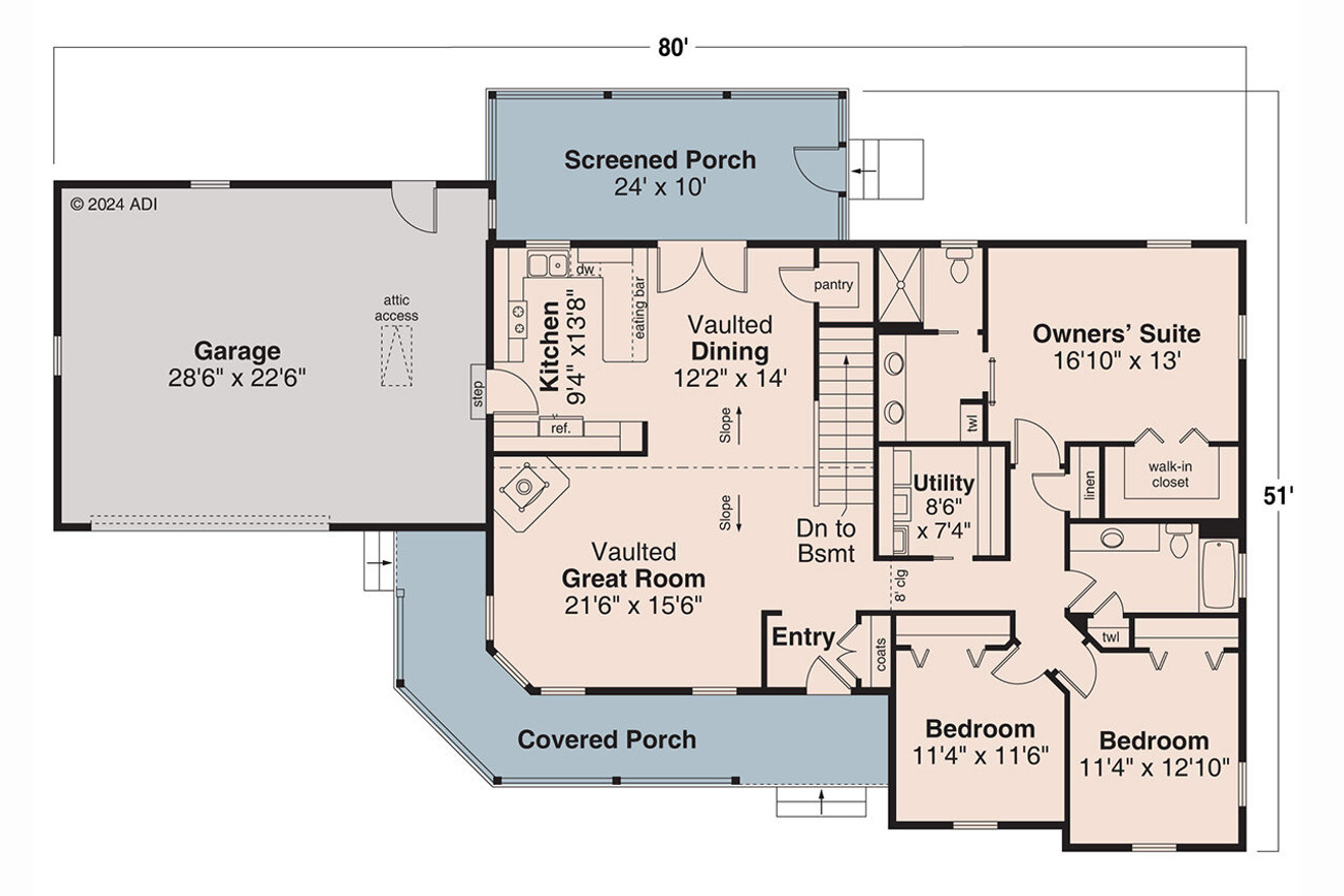 Country House Plan - Daphne 65368 - 1st Floor Plan