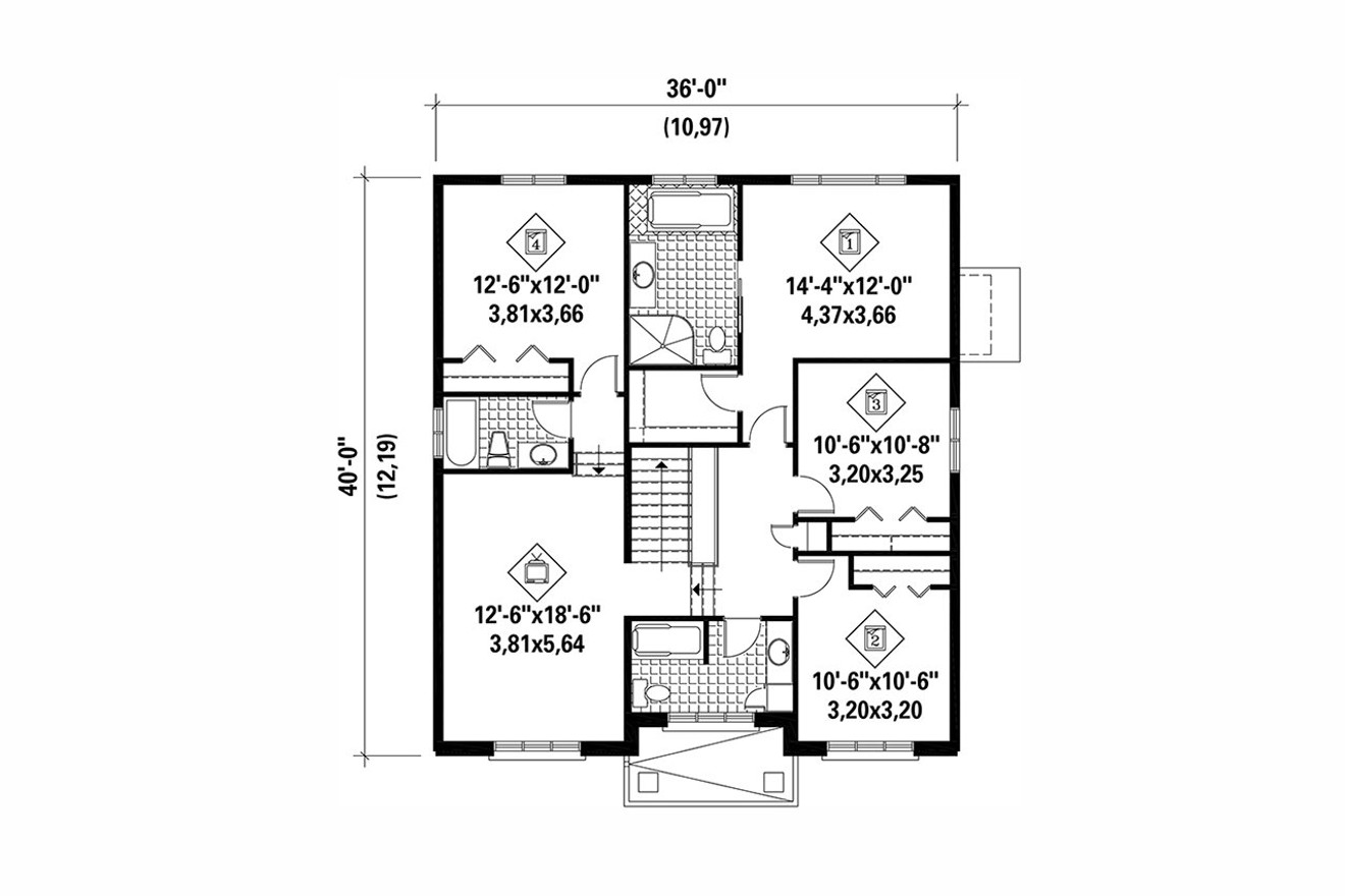 Secondary Image - European House Plan - 55173 - 2nd Floor Plan
