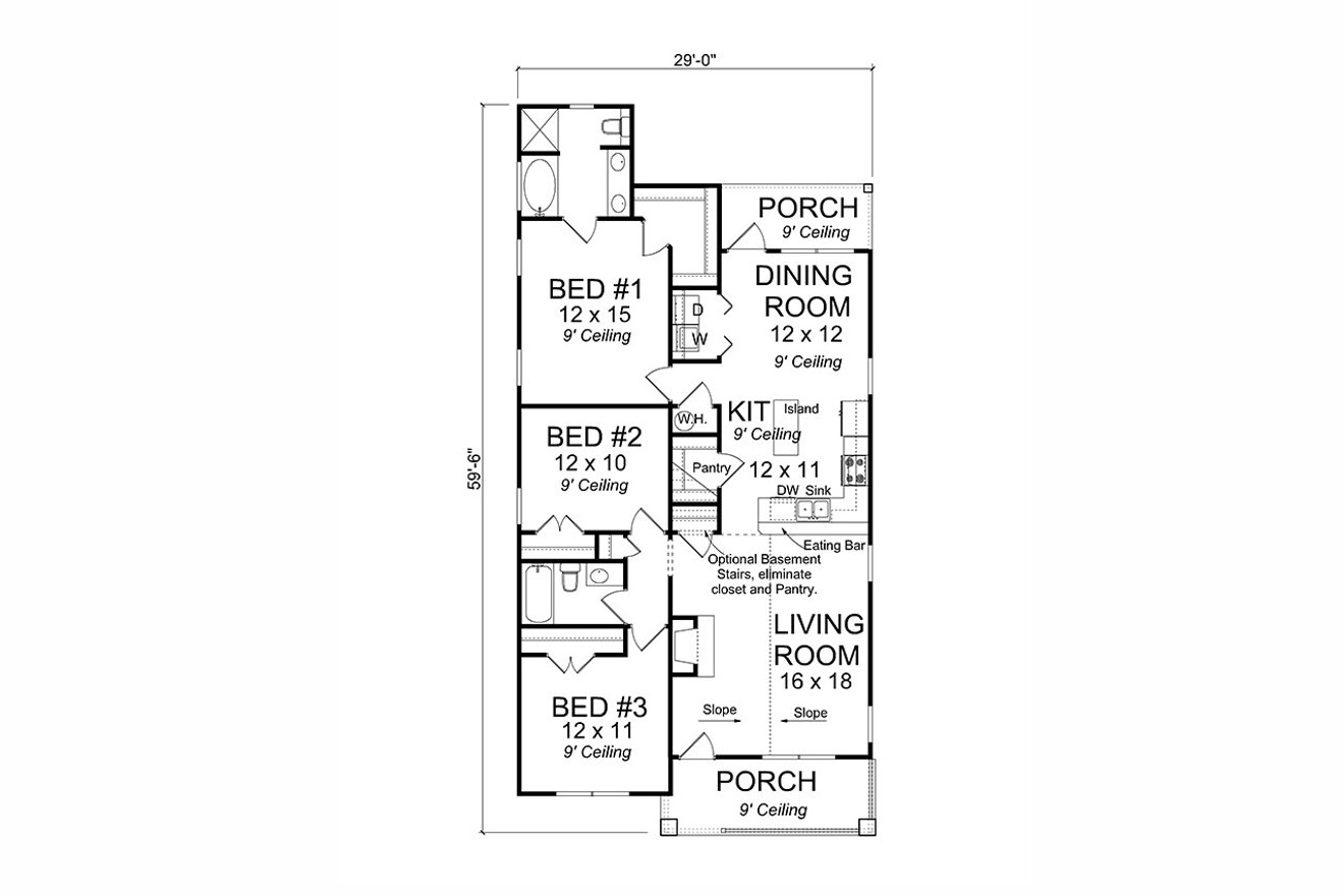 Craftsman House Plan - Elkwood 52108 - 1st Floor Plan