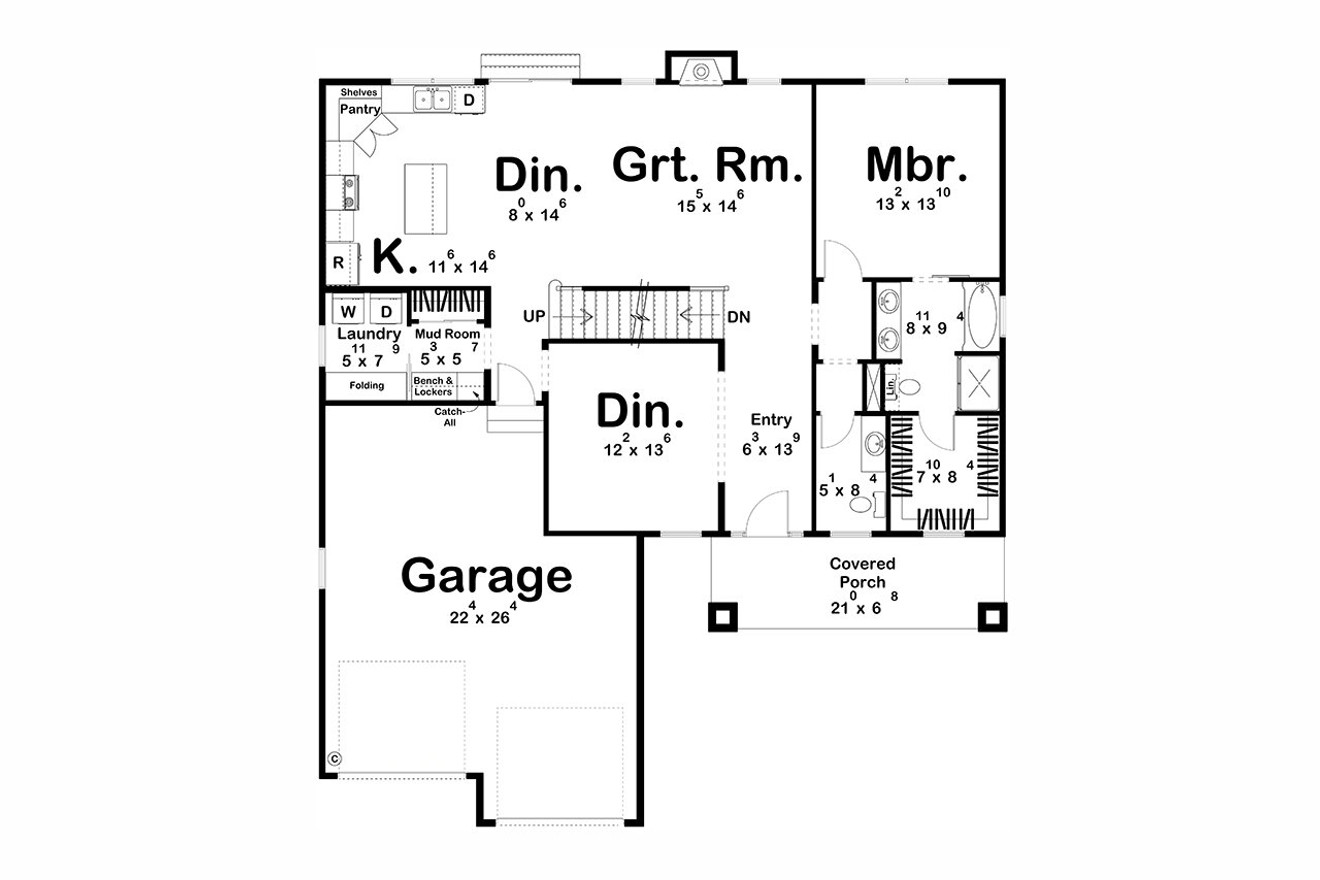 Craftsman House Plan - Simpson 87483 - 1st Floor Plan