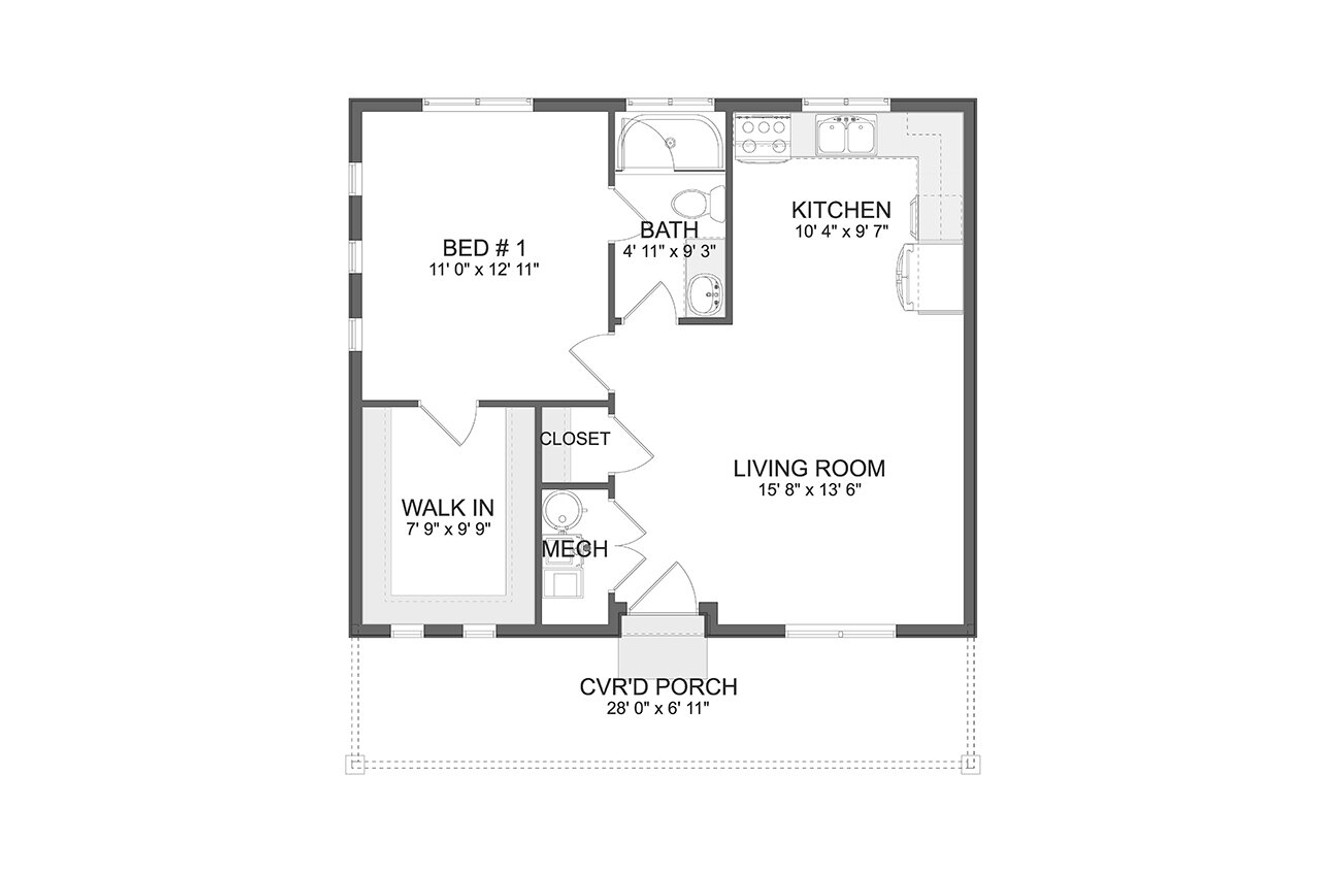 Farmhouse House Plan - Ensign ADU 37186 - 1st Floor Plan