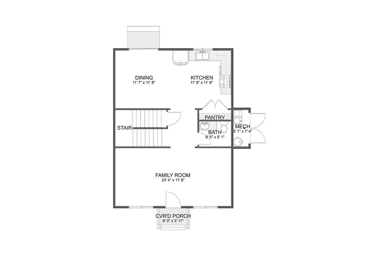 Farmhouse House Plan - Fletcher ADU 91700 - 1st Floor Plan