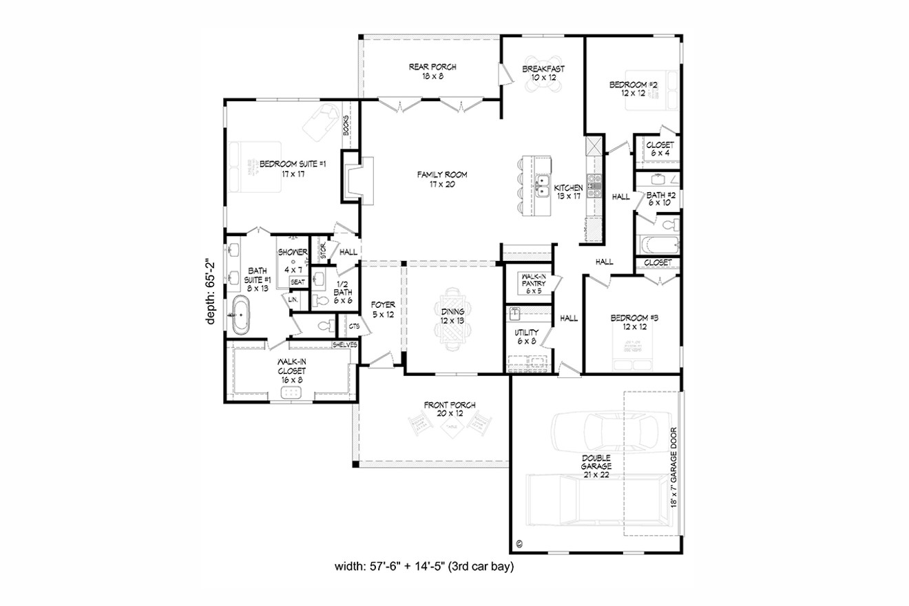 Farmhouse House Plan - Sycamore Farmhouse 99903 - 1st Floor Plan