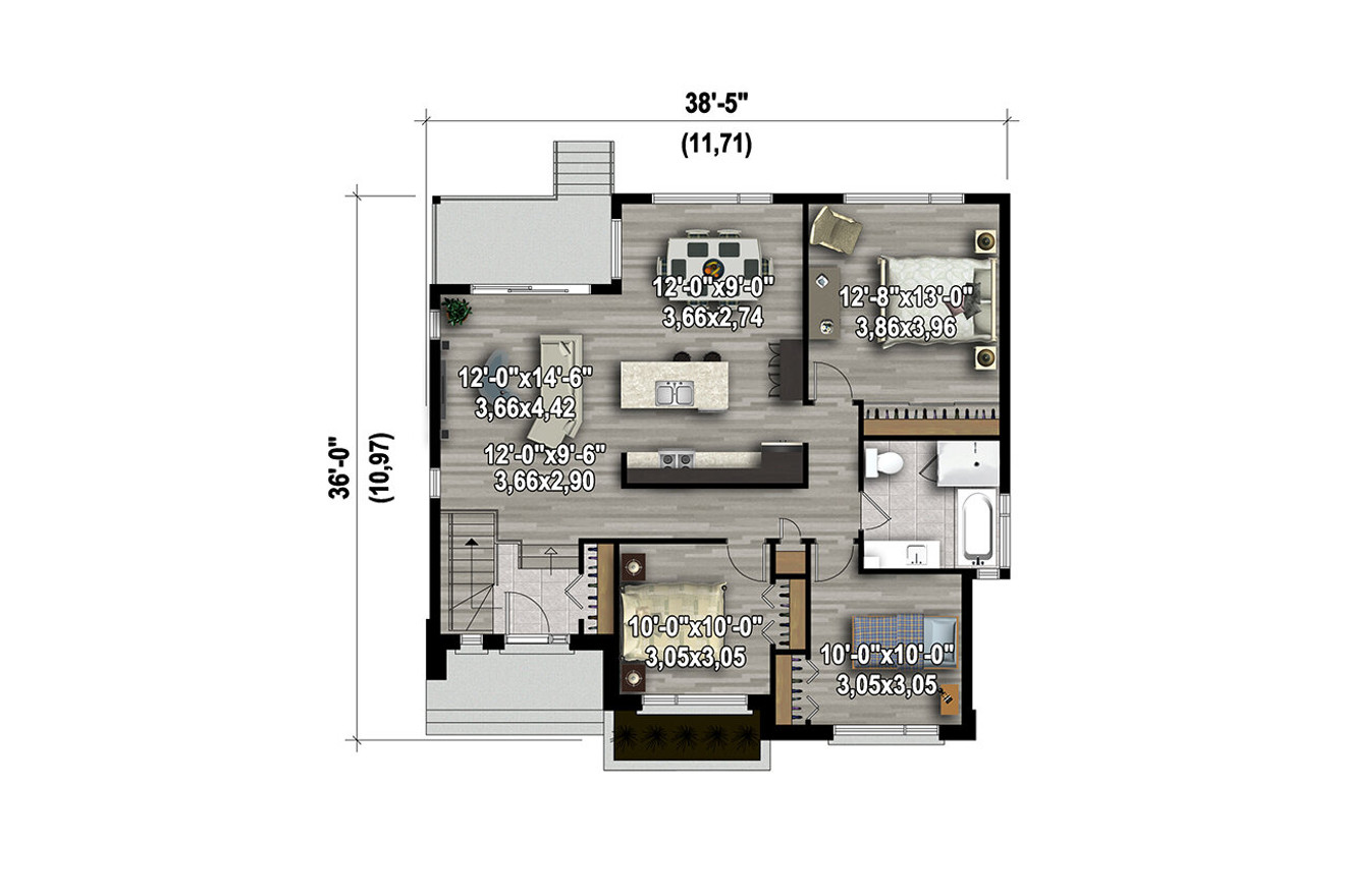 Modern House Plan - 40535 - 1st Floor Plan
