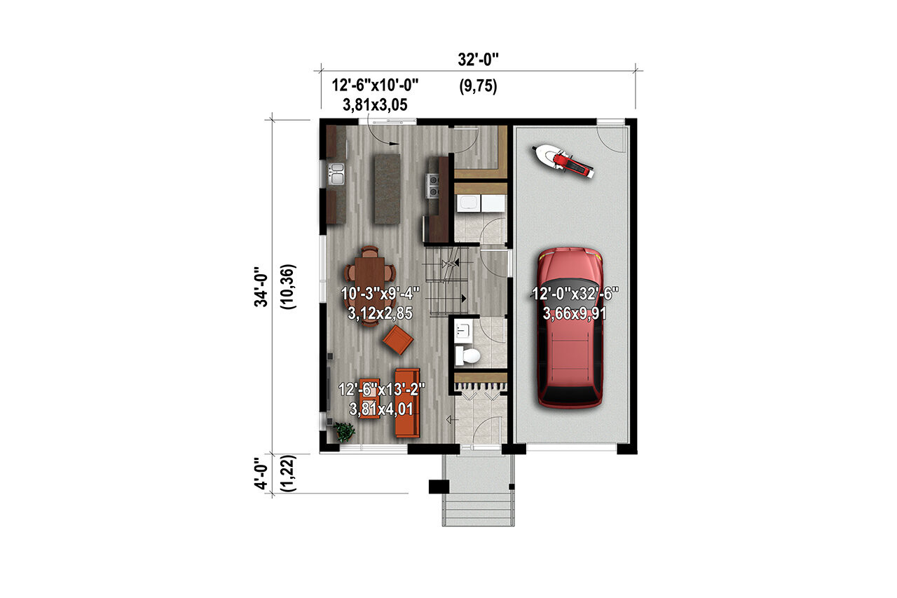 Modern House Plan - 92294 - 1st Floor Plan
