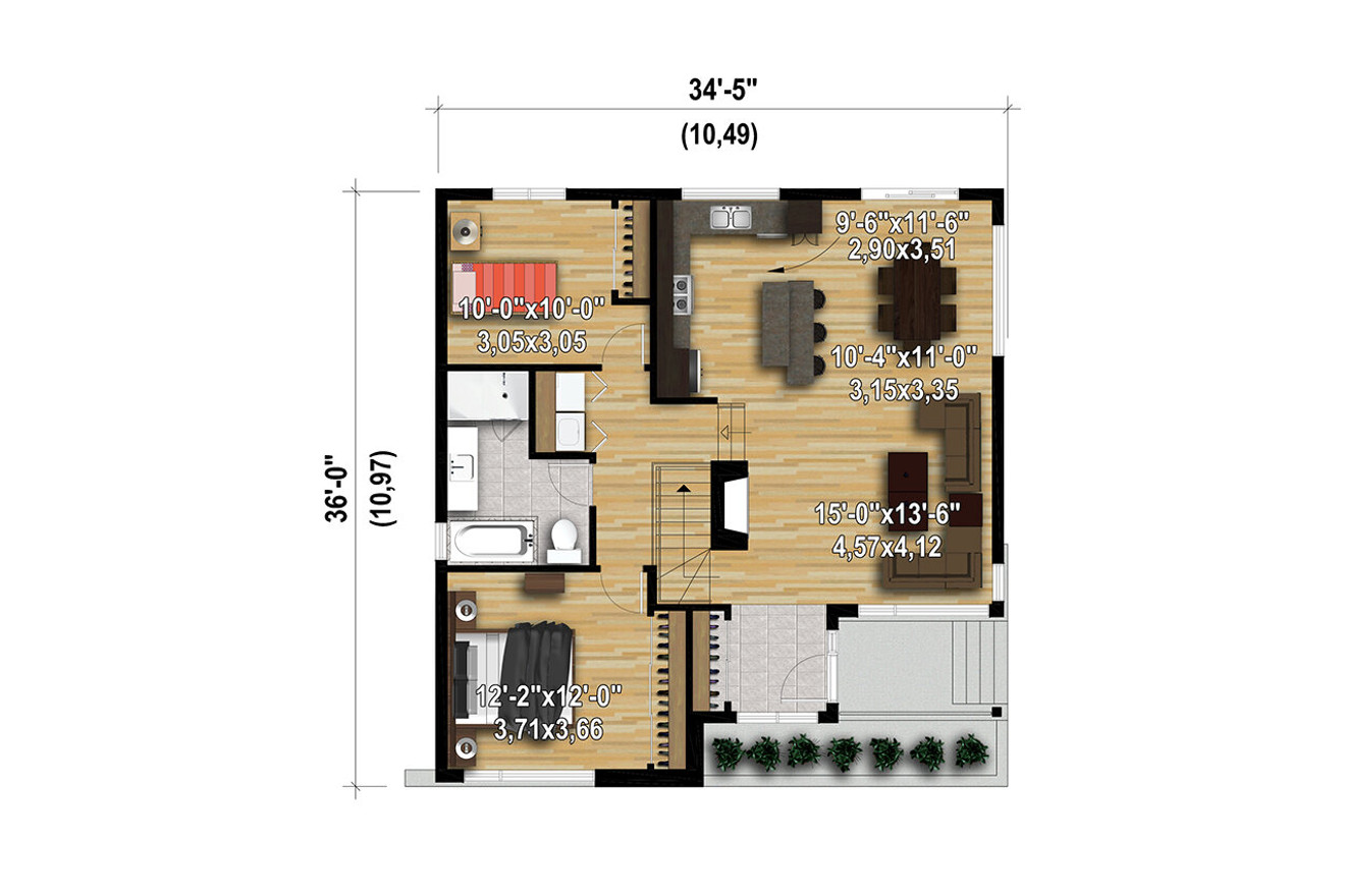 Modern House Plan - 30485 - 1st Floor Plan
