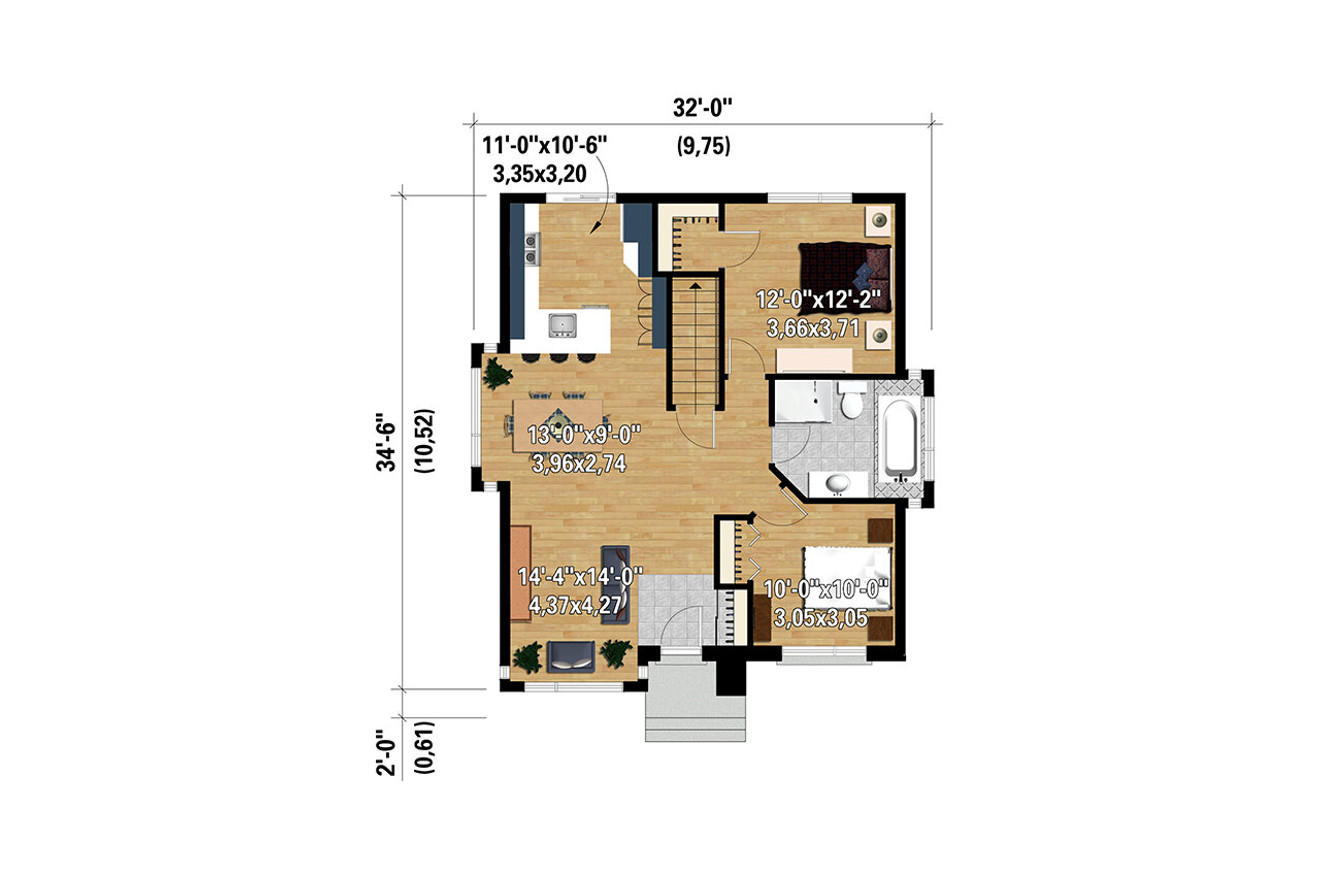 Modern House Plan - 40104 - 1st Floor Plan