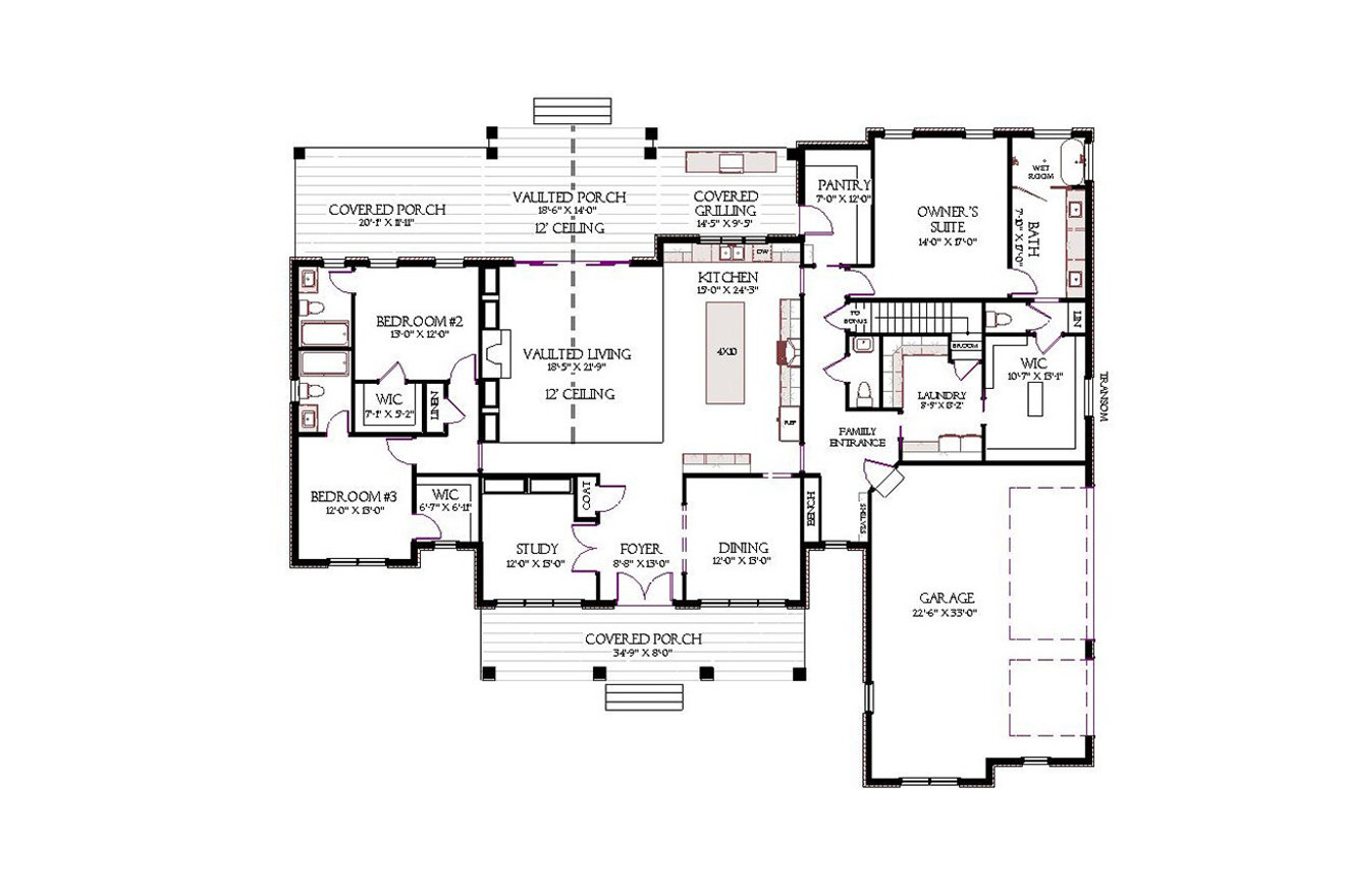 Craftsman House Plan - 70473 - 1st Floor Plan