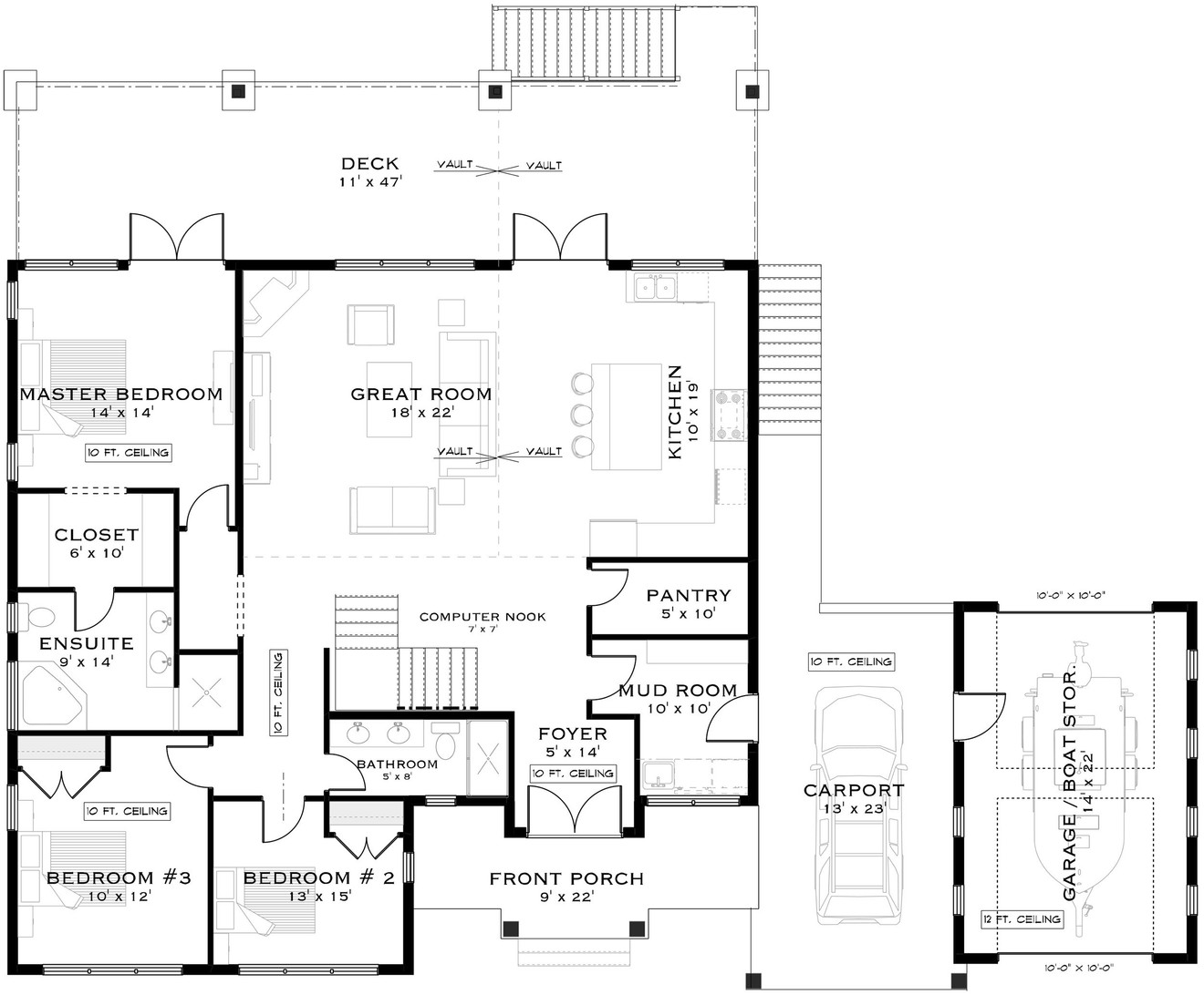 Cottage House Plan - Driftwood Edge 21834 - 1st Floor Plan