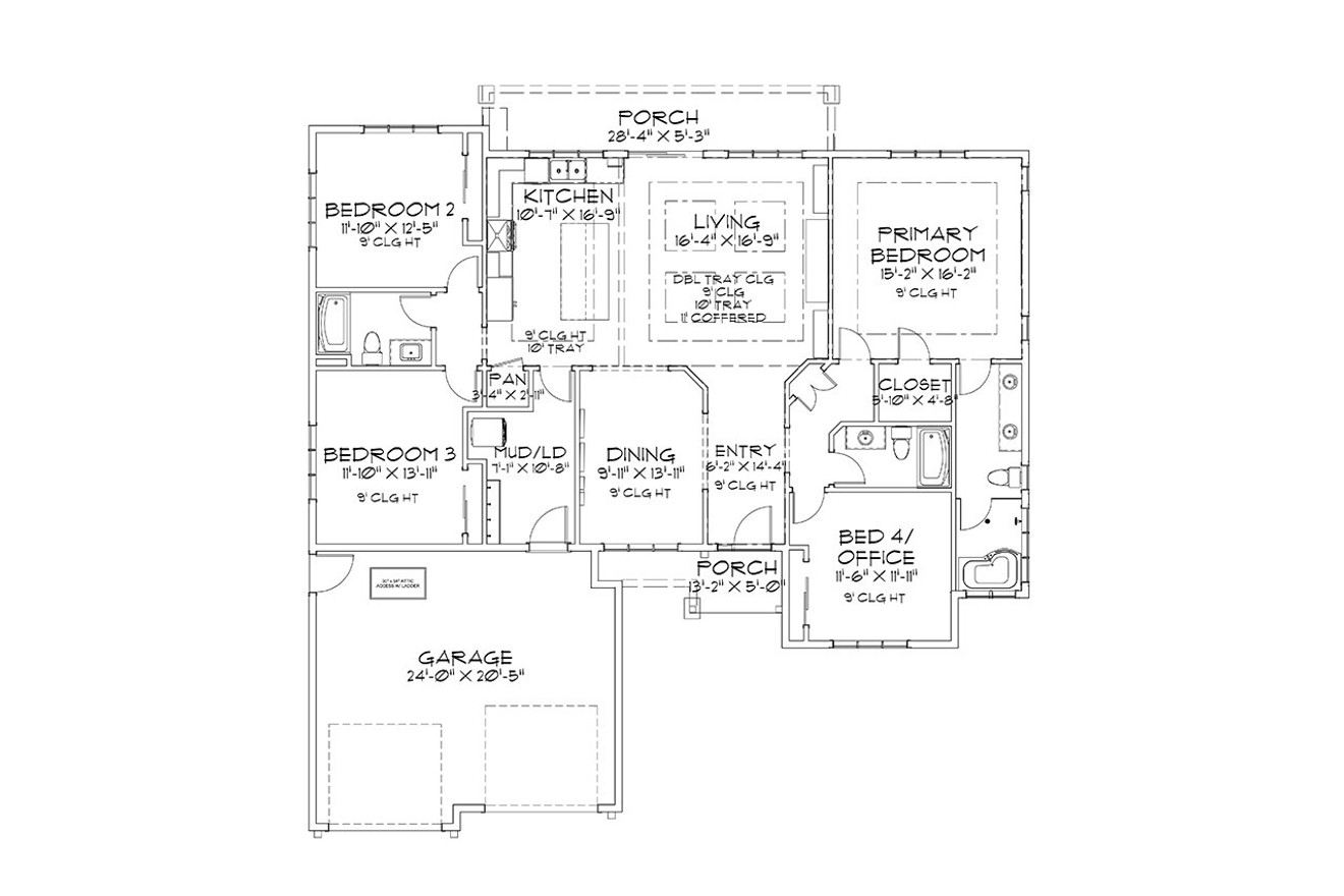 Modern House Plan - 14372 - 1st Floor Plan