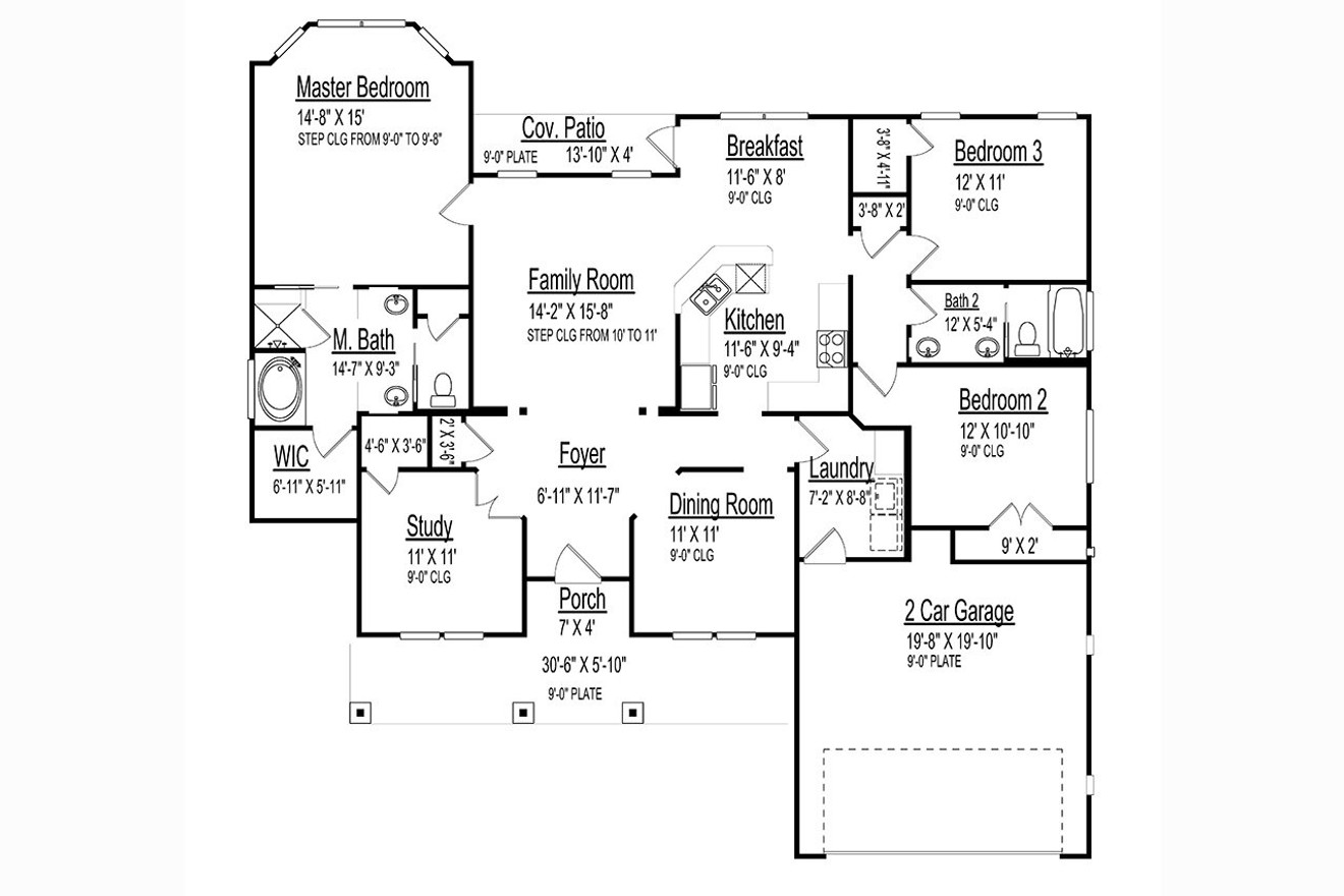 Ranch House Plan - 49707 - 1st Floor Plan