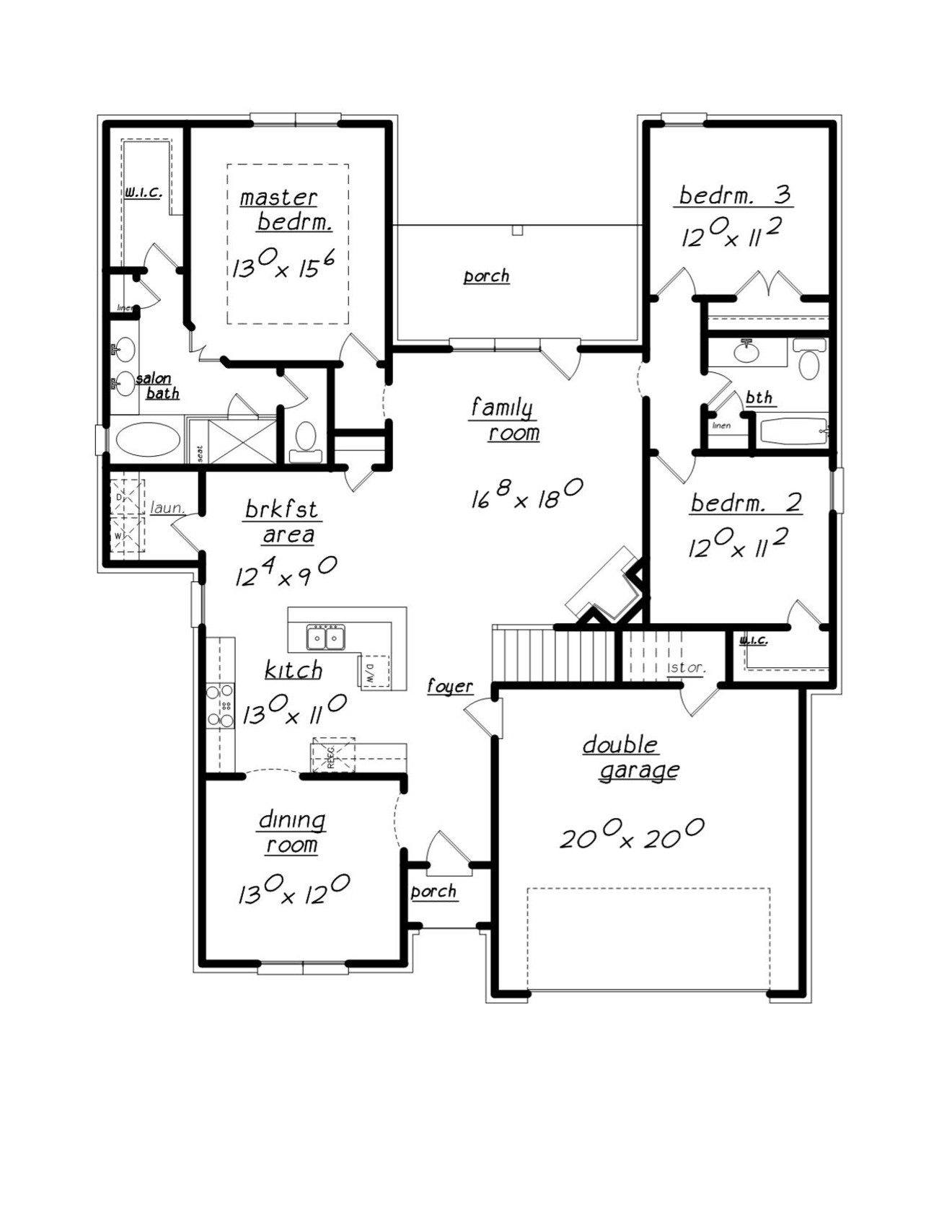 Traditional House Plan - 52048 - 1st Floor Plan