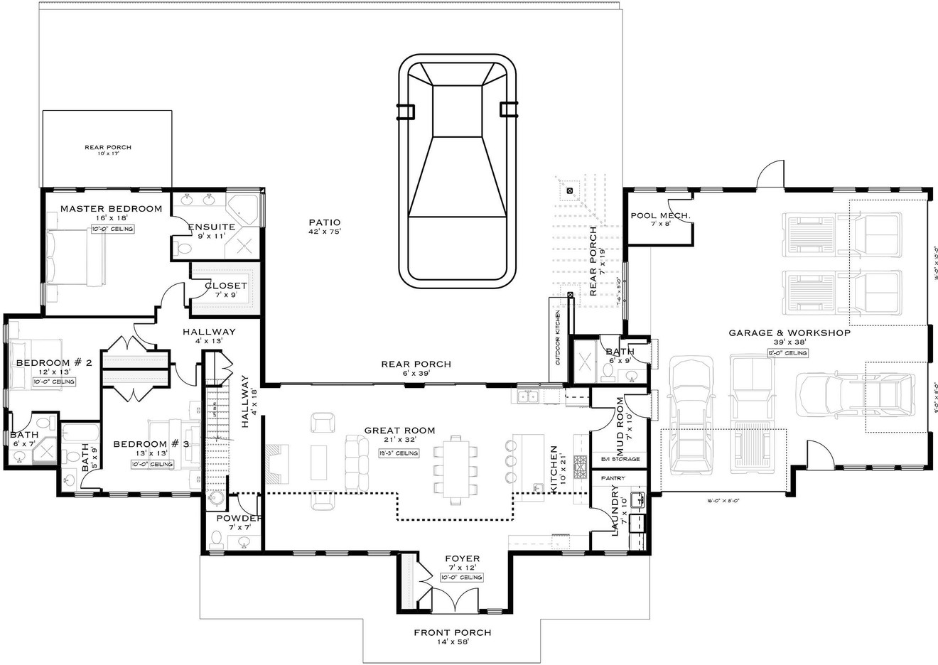 Farmhouse House Plan - Ironwood Haven 25889 - 1st Floor Plan