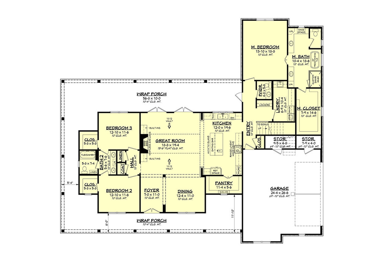 Farmhouse House Plan - Harrison 53603 - 1st Floor Plan