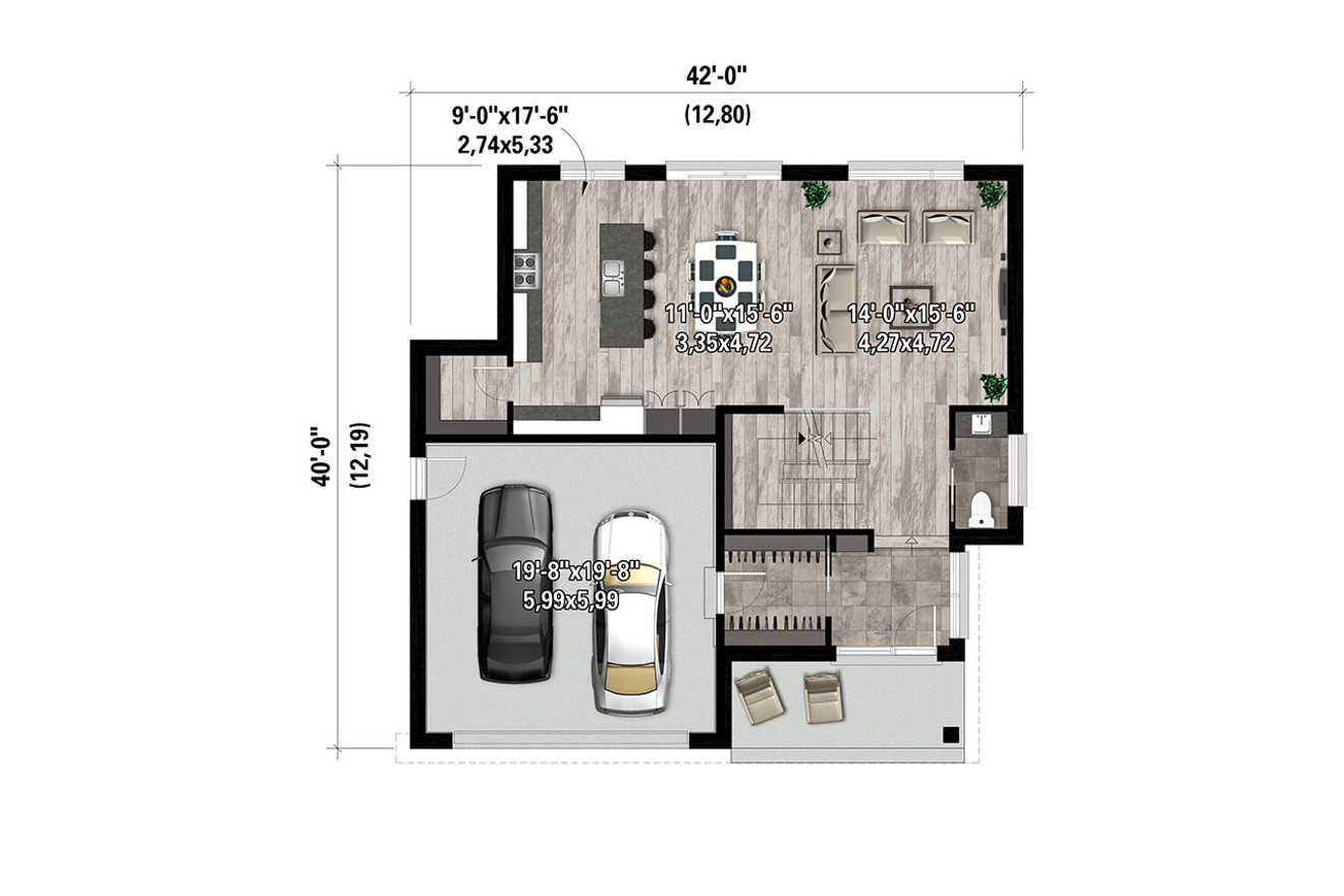 Modern House Plan - 22462 - 1st Floor Plan