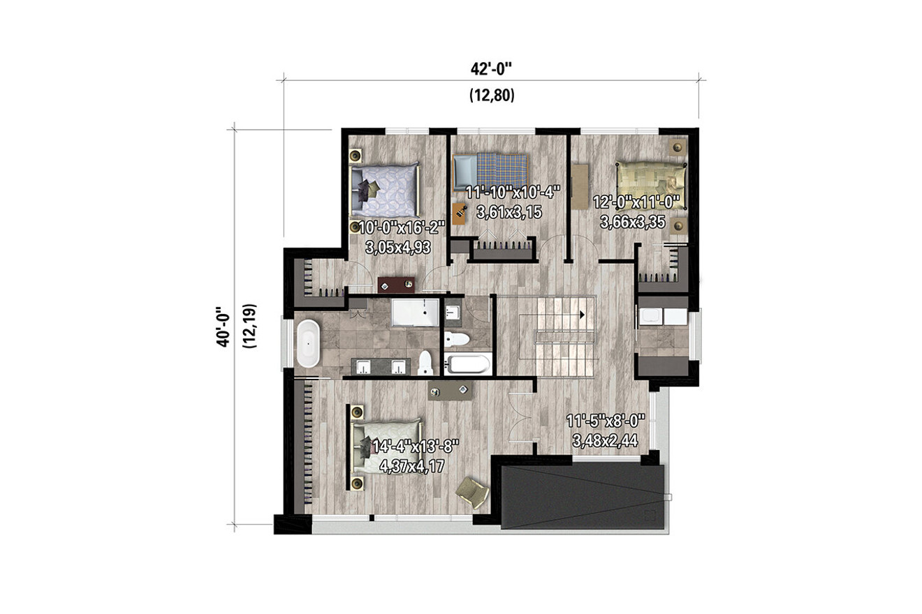 Secondary Image - Modern House Plan - 22462 - 2nd Floor Plan