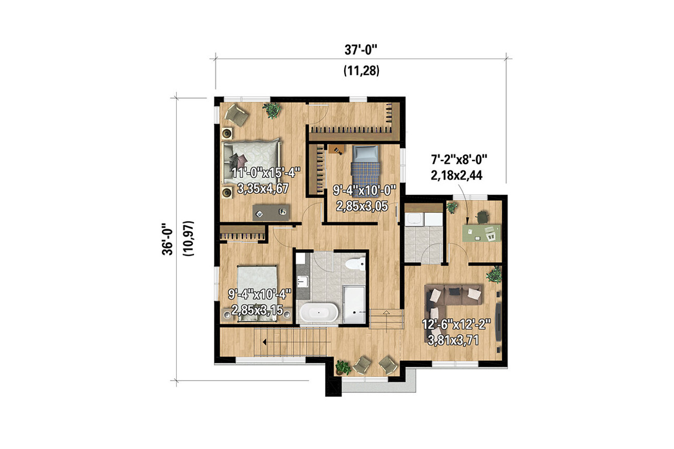 Secondary Image - Modern House Plan - 24854 - 2nd Floor Plan