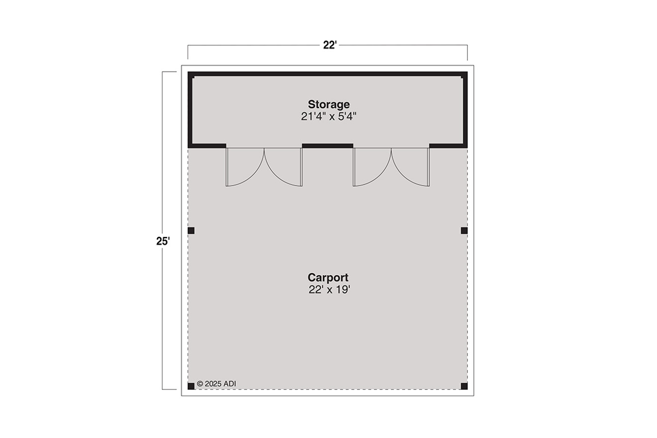 Traditional House Plan - Carport 54758 - 1st Floor Plan